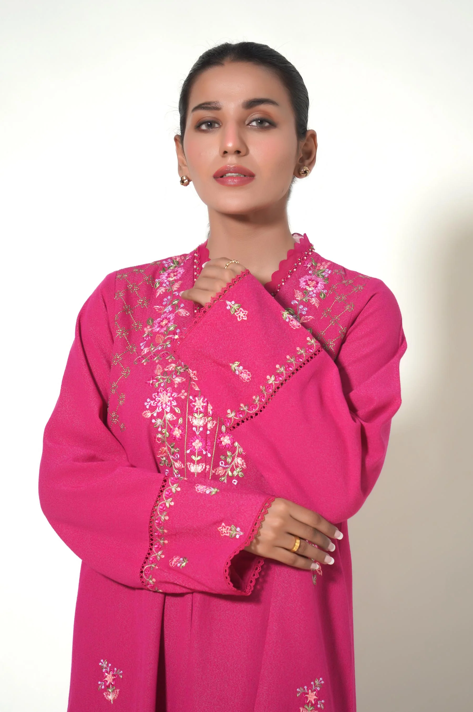 Unstitched 2 Piece Dyed Embroidered Karandi Suit - Image 3