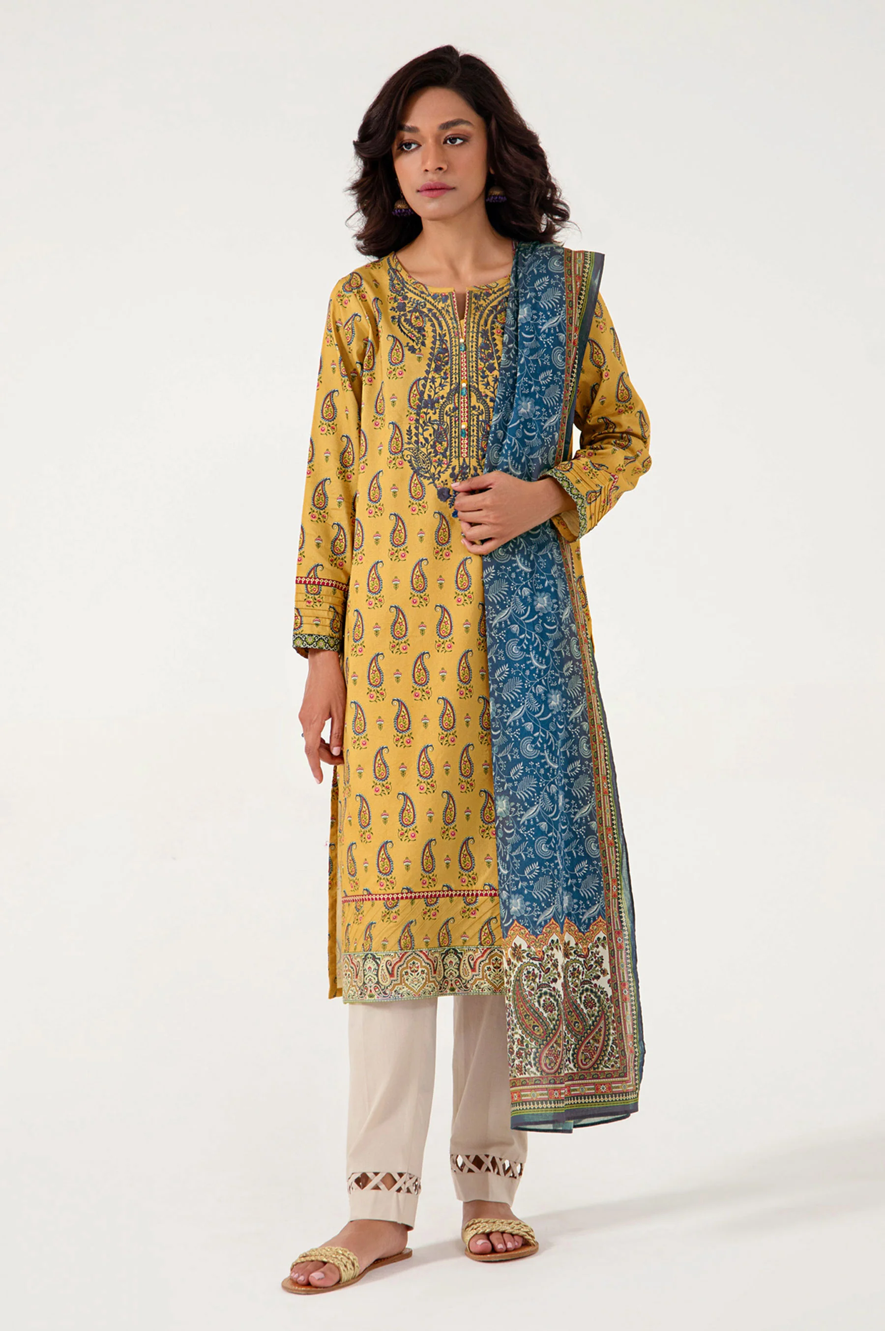 Unstitched 2 Piece Embroidered Lawn Suit