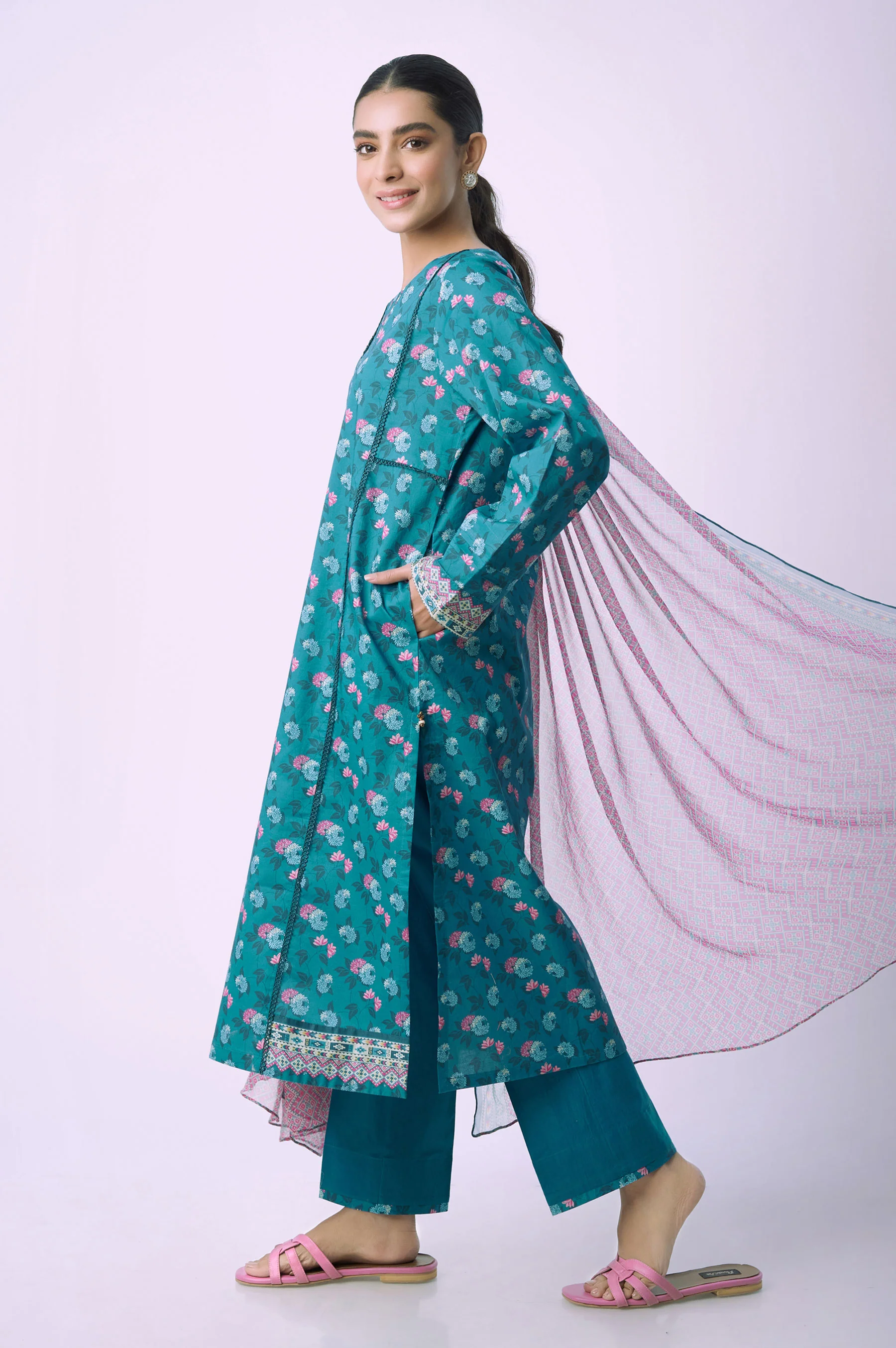 Unstitched 2 Piece Printed Lawn Suit - Image 2