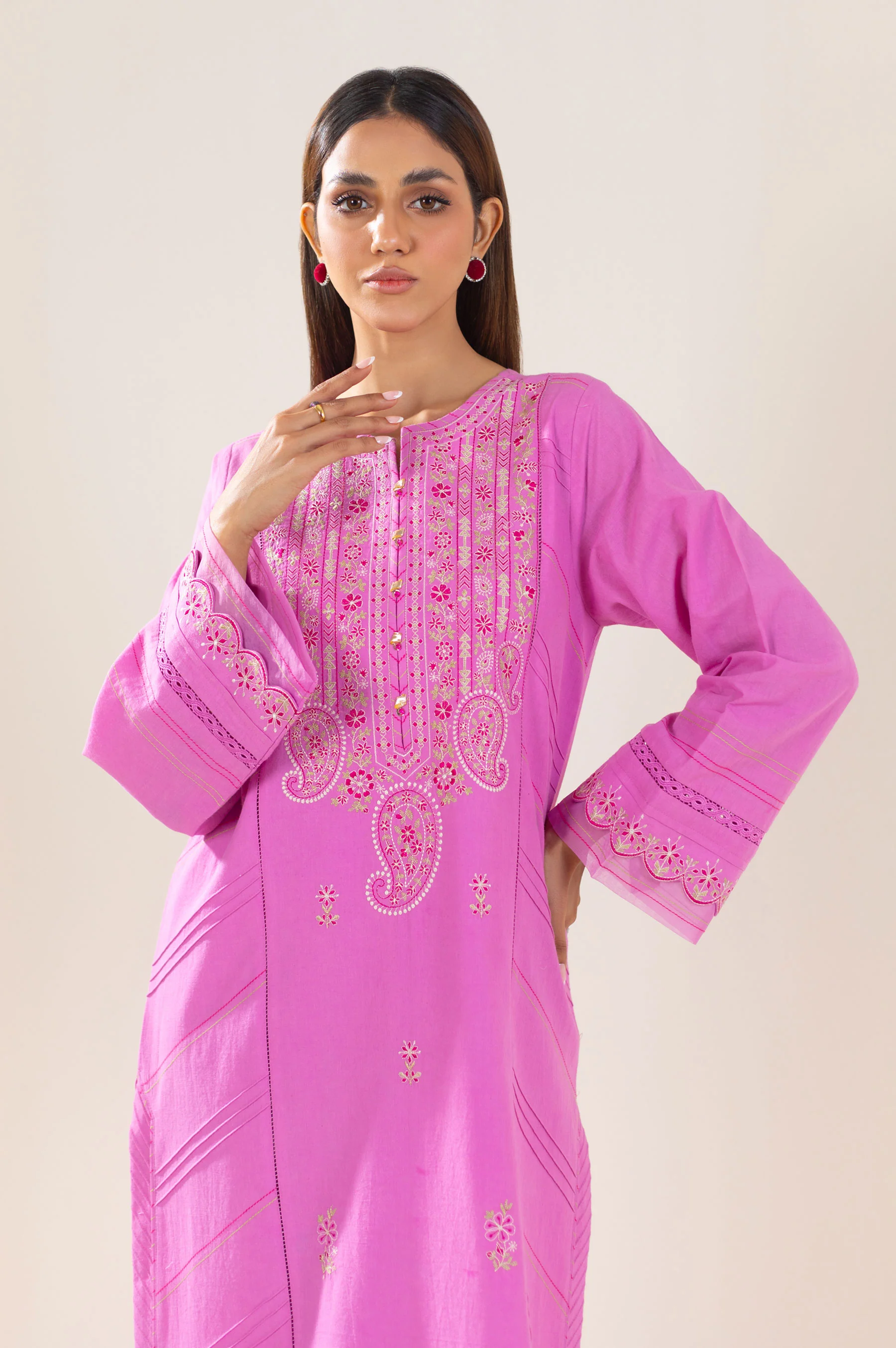 Unstitched 2 Piece Embroidered Lawn Suit - Image 4