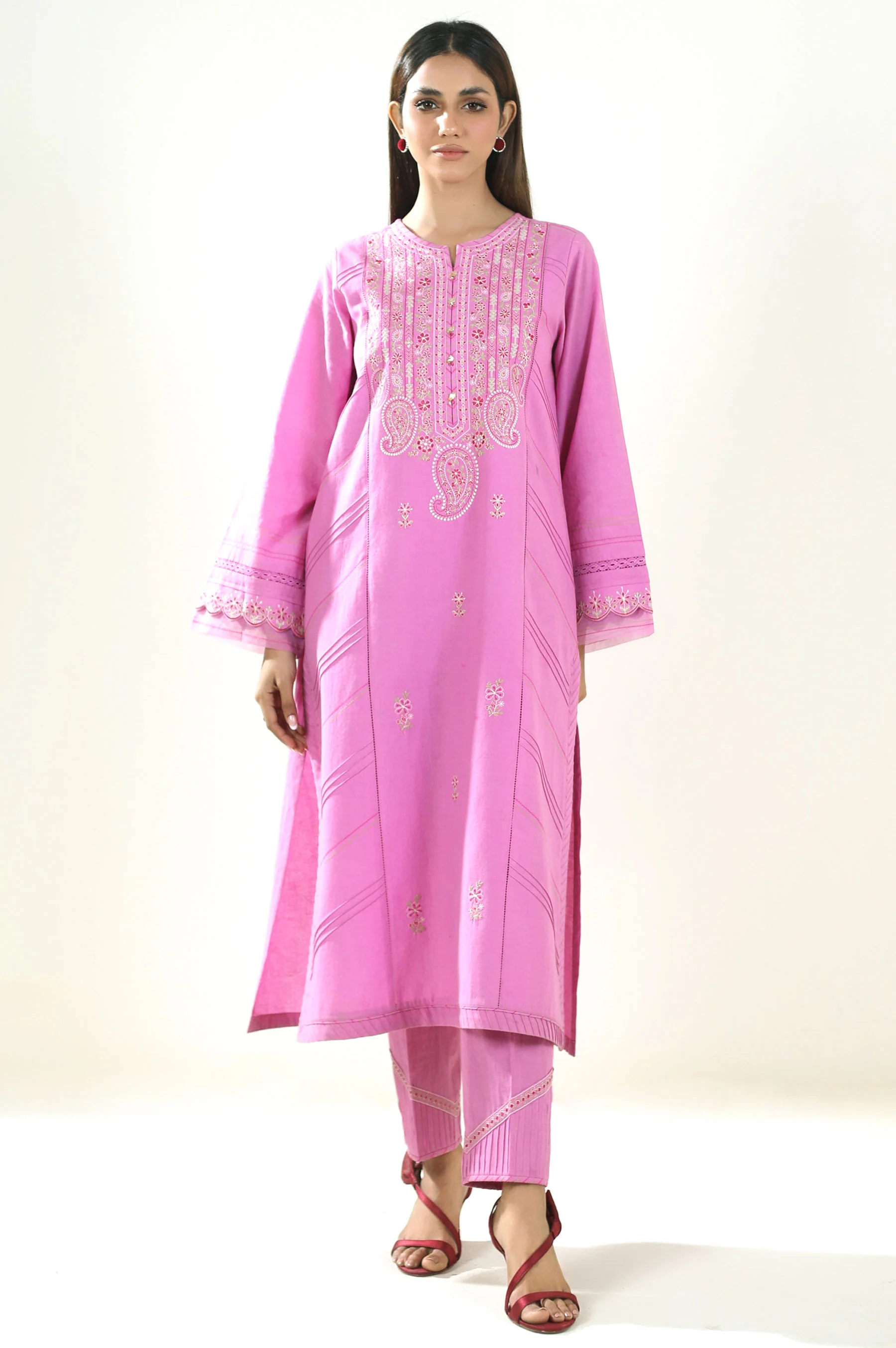 Unstitched 2 Piece Embroidered Lawn Suit - Image 5