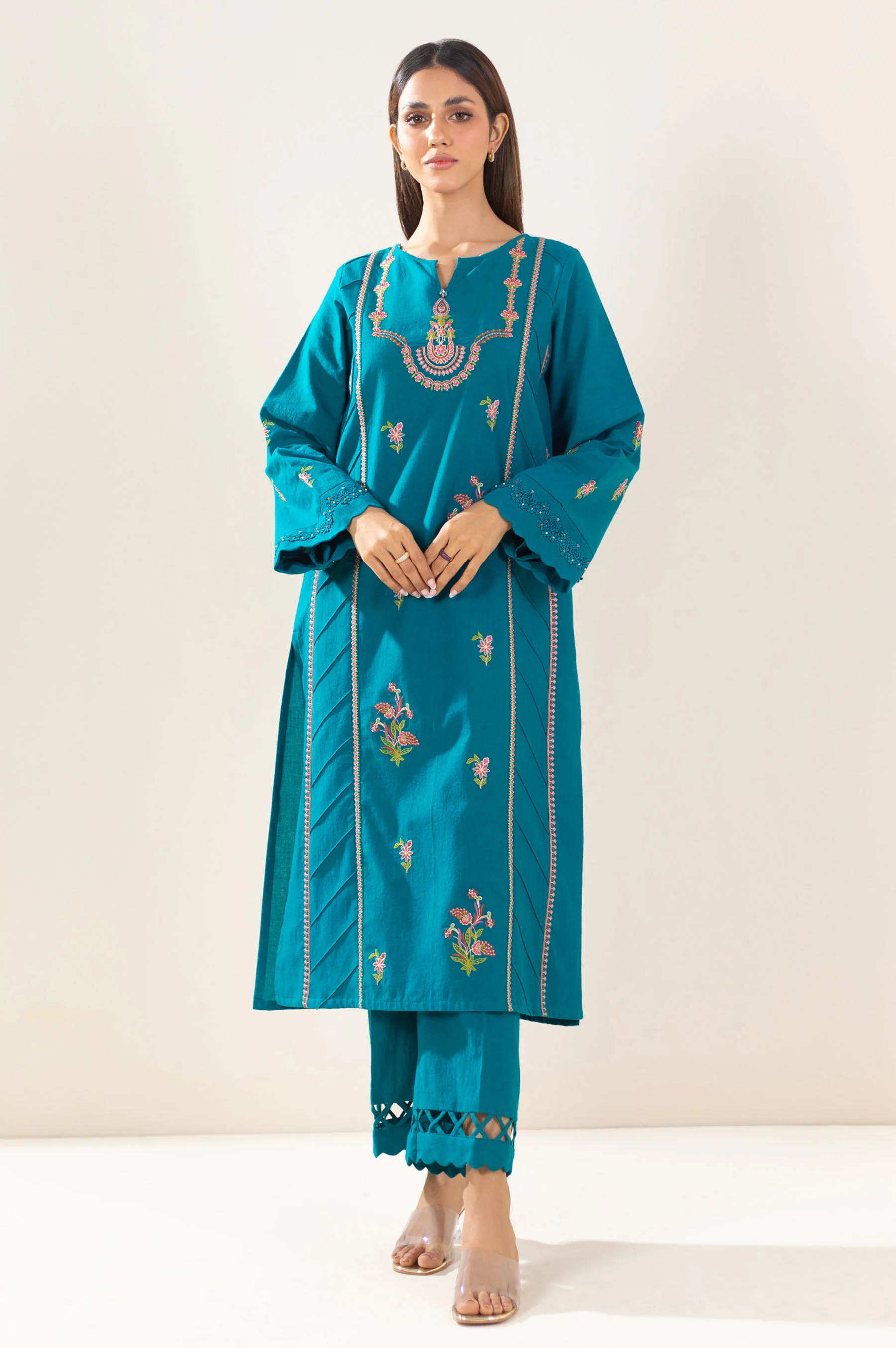 Unstitched 2 Piece Embroidered Lawn Suit - Image 3