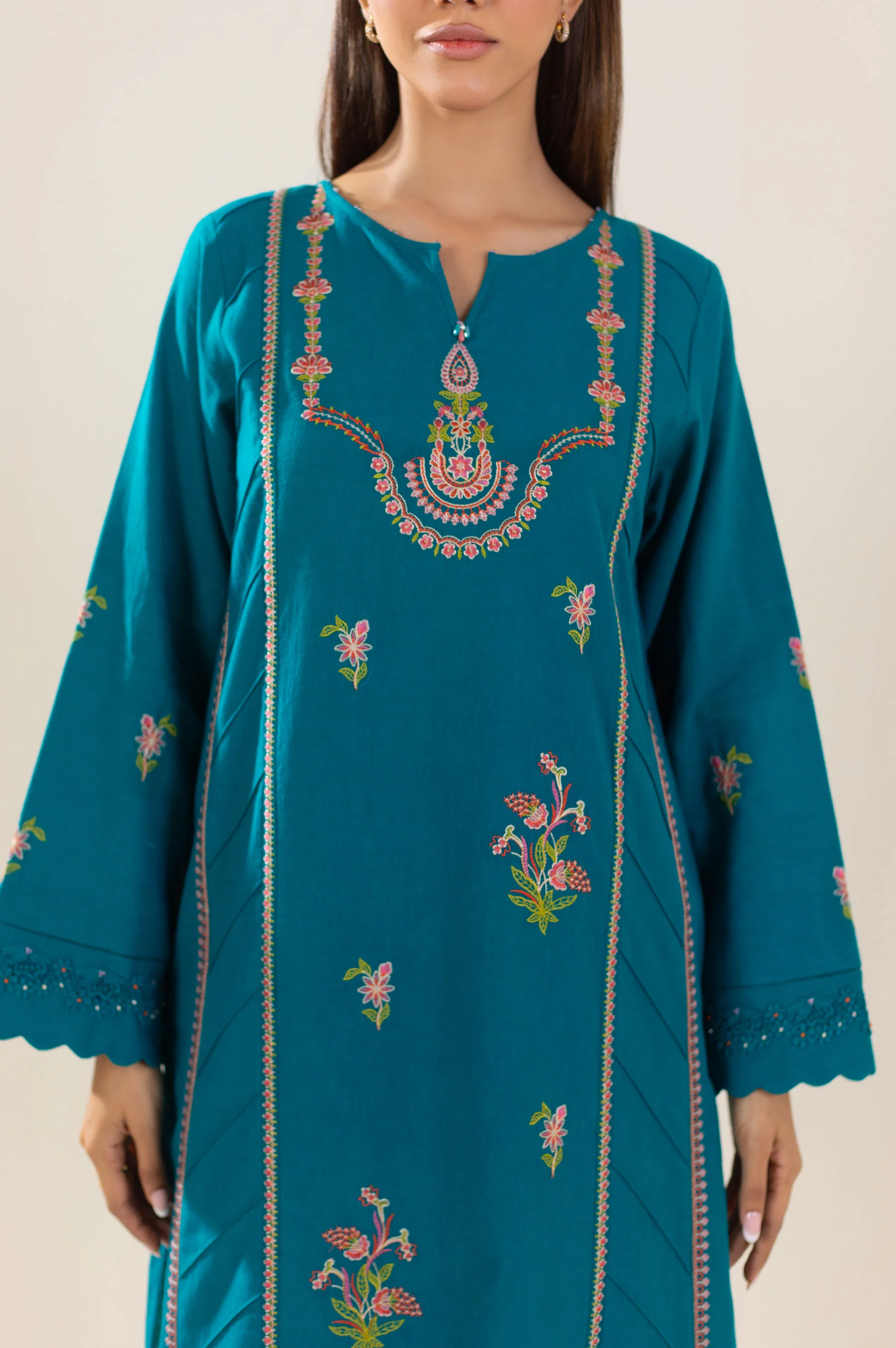Unstitched 2 Piece Embroidered Lawn Suit - Image 6