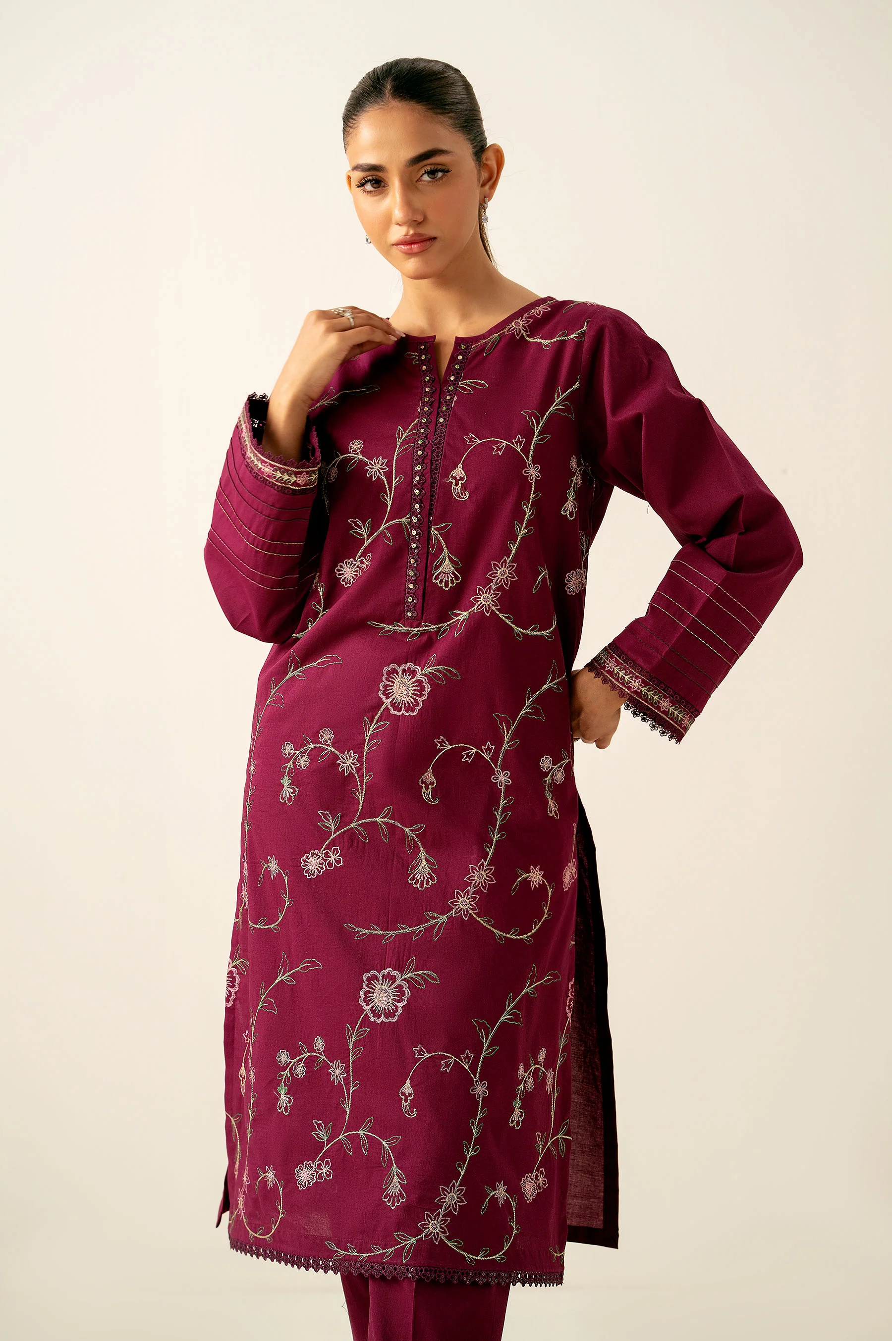 Unstitched 2 Piece Embroidered Lawn Shirt with Cambric Bottom - Image 3