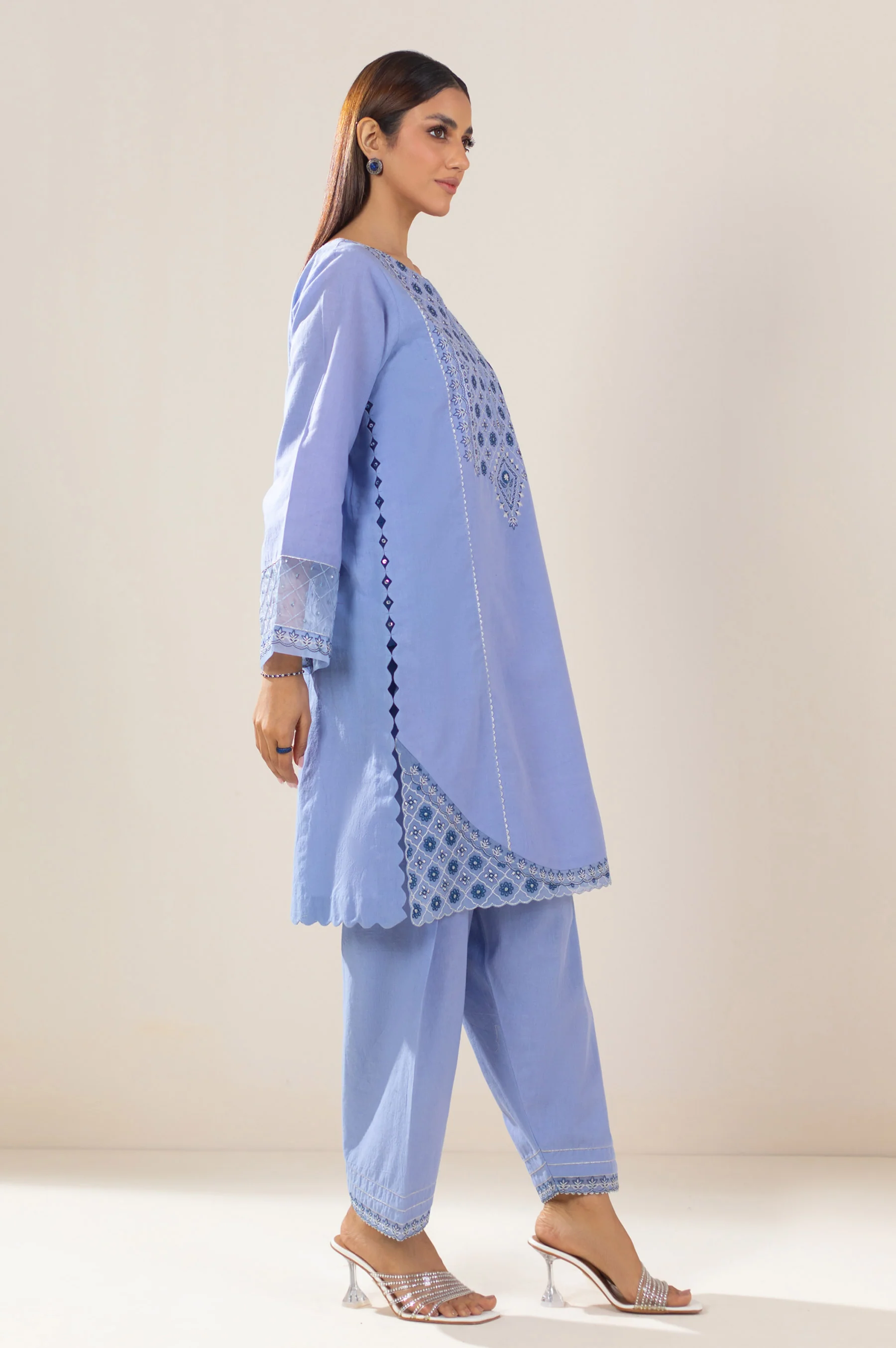 Unstitched 2 Piece Embroidered Lawn Suit - Image 3