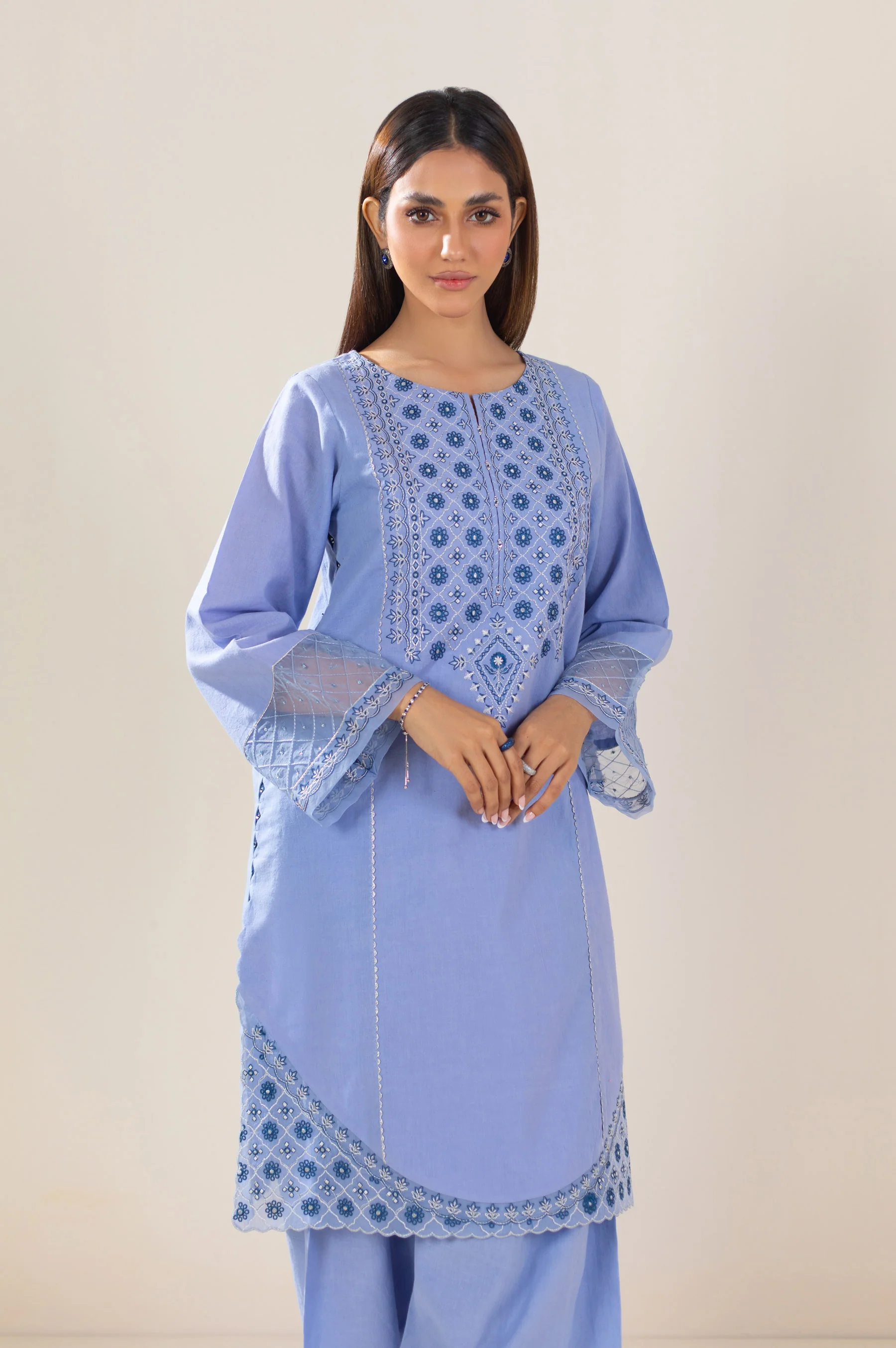 Unstitched 2 Piece Embroidered Lawn Suit - Image 4