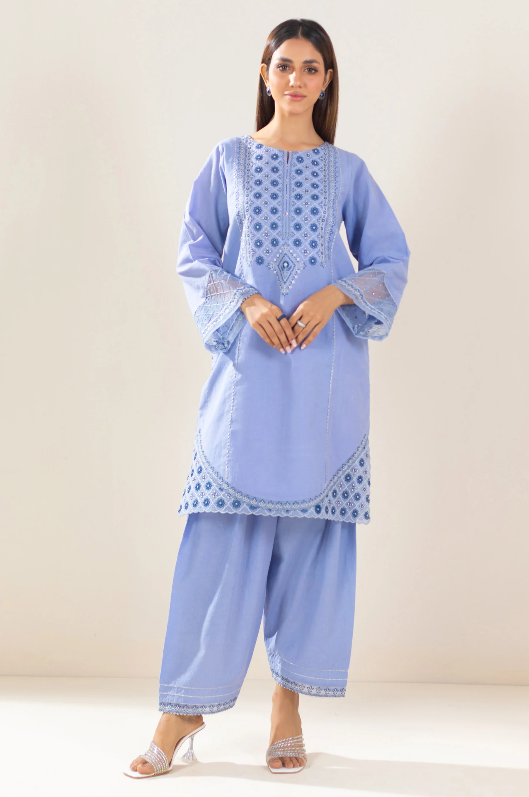 Unstitched 2 Piece Embroidered Lawn Suit - Image 5