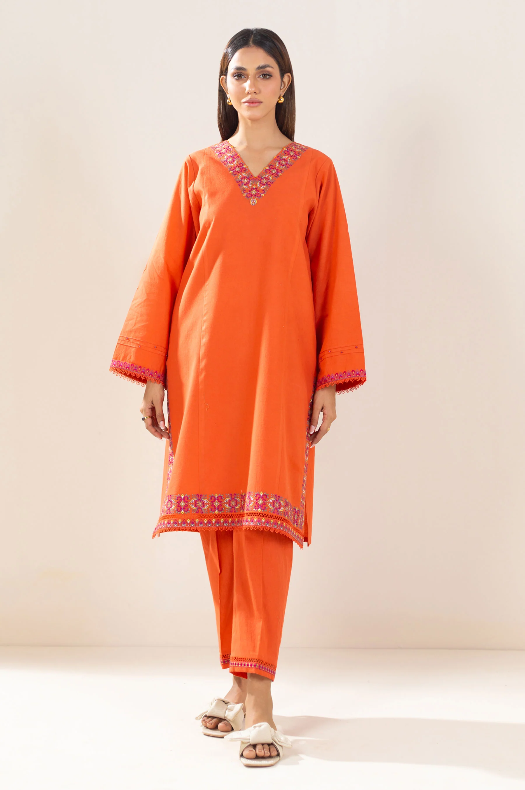 Unstitched 2 Piece Embroidered Lawn Suit - Image 4