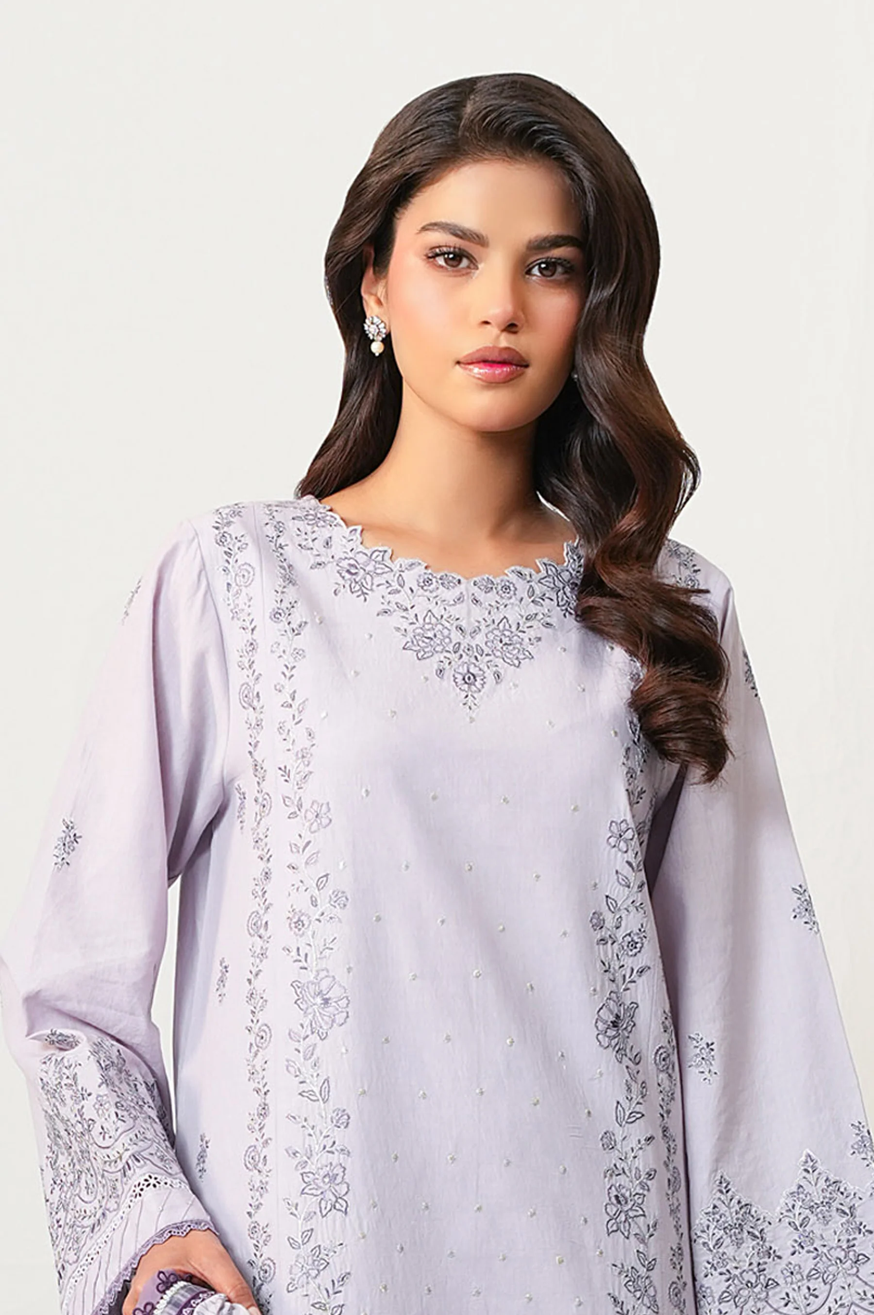 Unstitched 2 Piece Embroidered Lawn Suit - Image 2