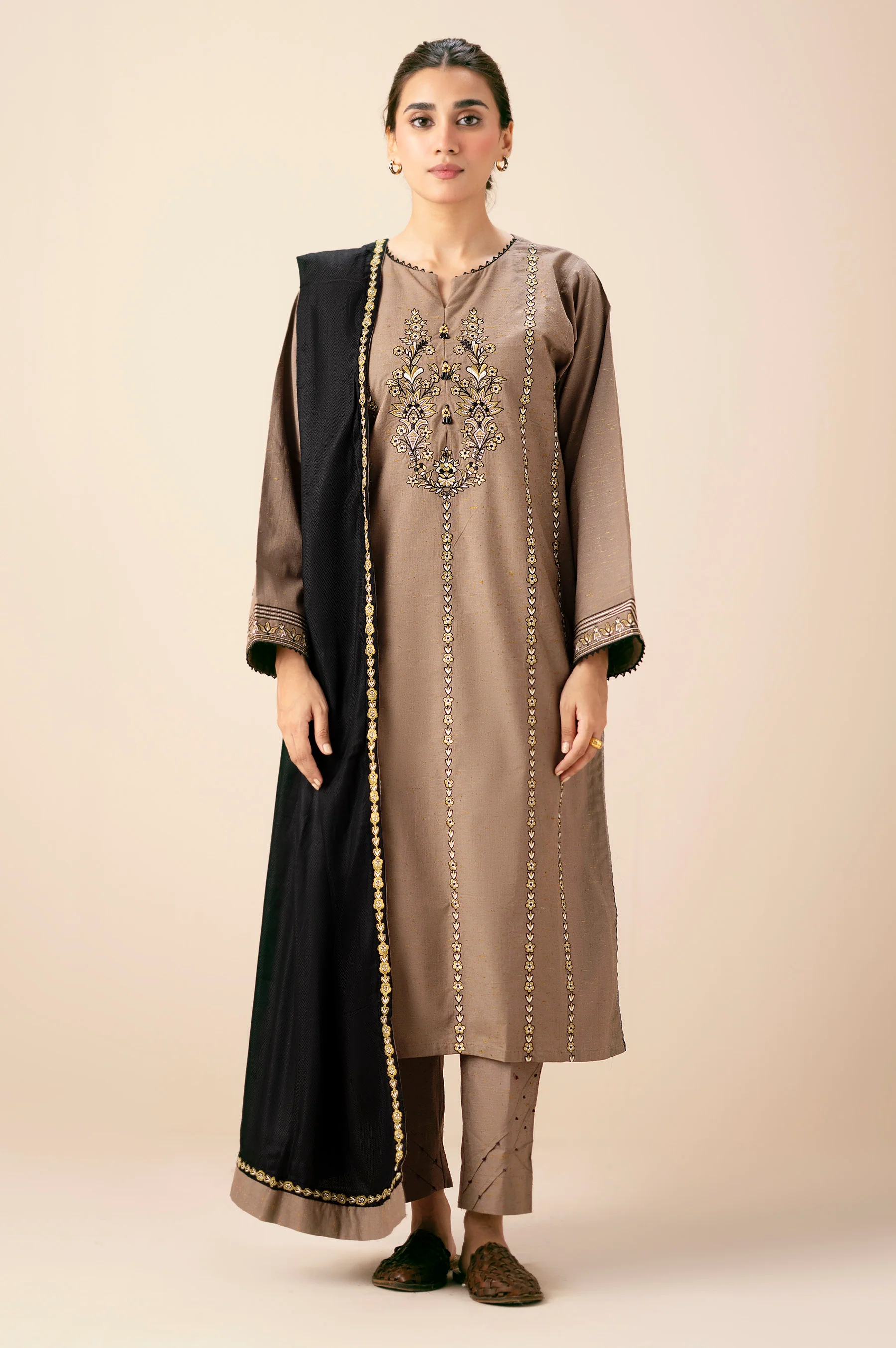 UNSTITCHED EMBROIDERED SHIRT BOTTOM SUIT - Image 2