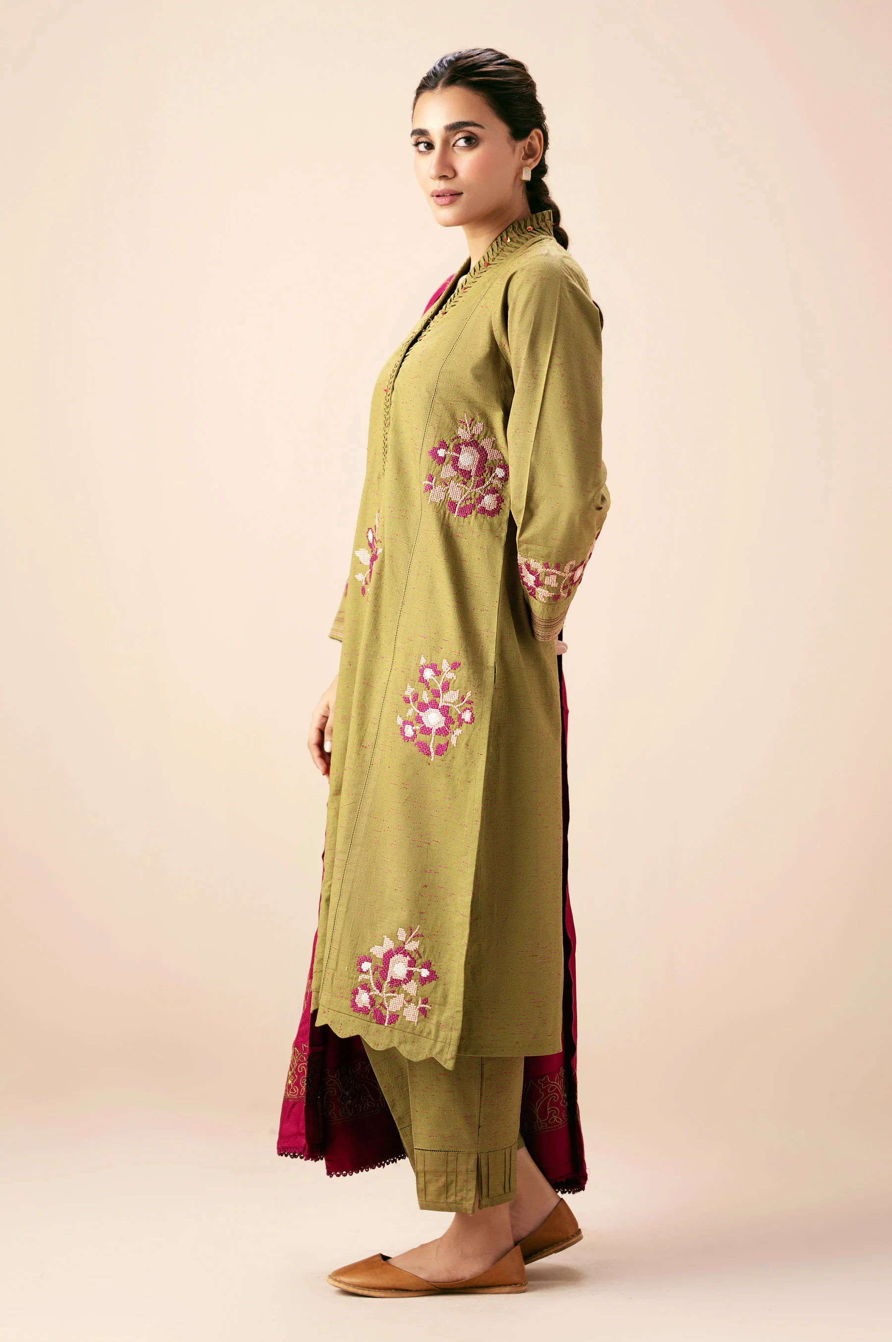 Unstitched 2 Piece Embroidered Multi Neps Suit - Image 2