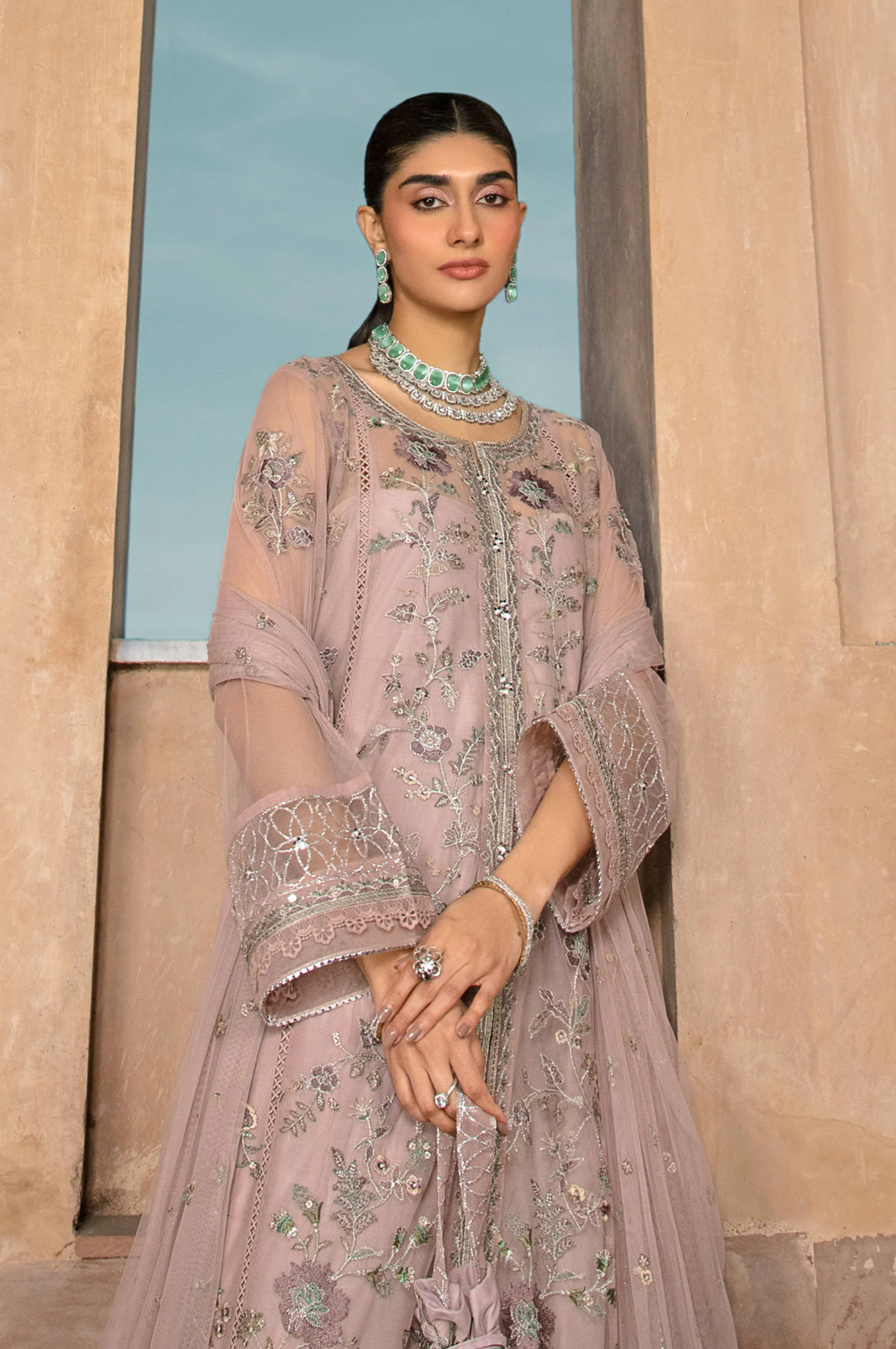 Unstitched 2 Piece Embroidered Net Suit - Image 2