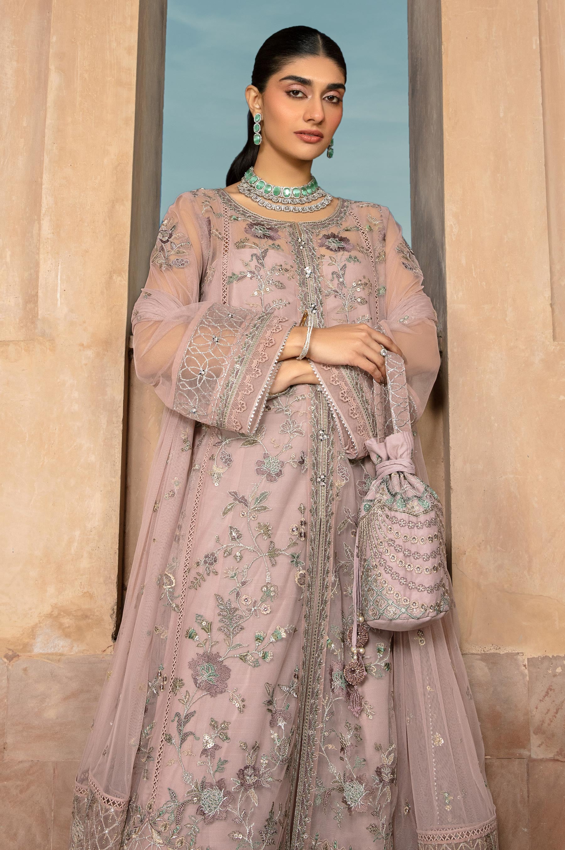 Unstitched 2 Piece Embroidered Net Suit - Image 6