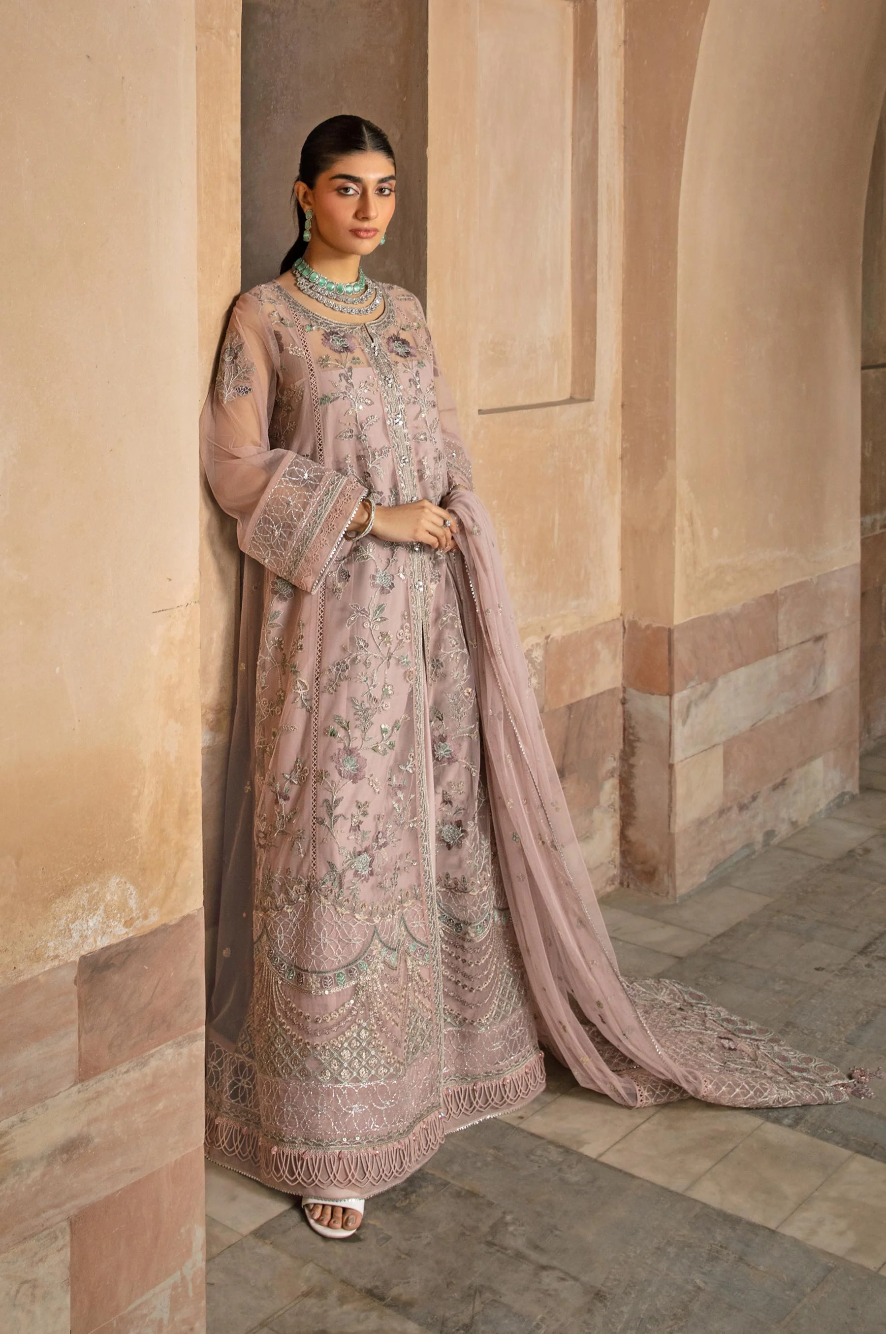 Unstitched 2 Piece Embroidered Net Suit - Image 7