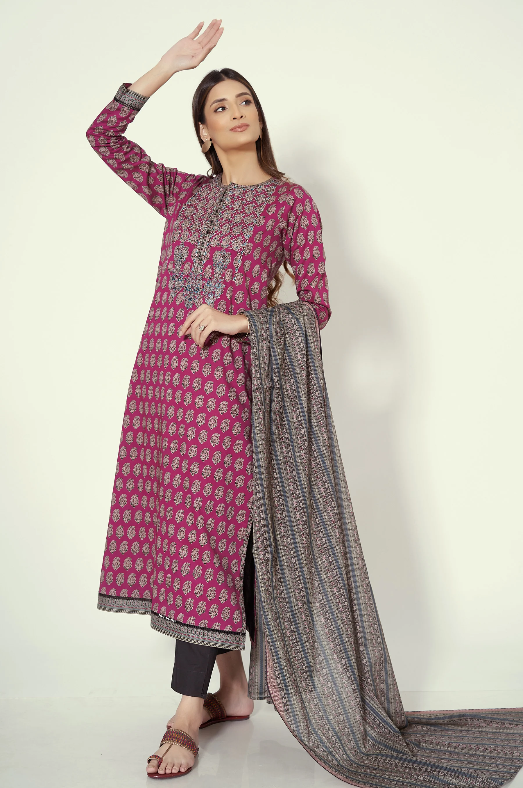 Unstitched 2 Piece Printed Lawn Suit - Image 2