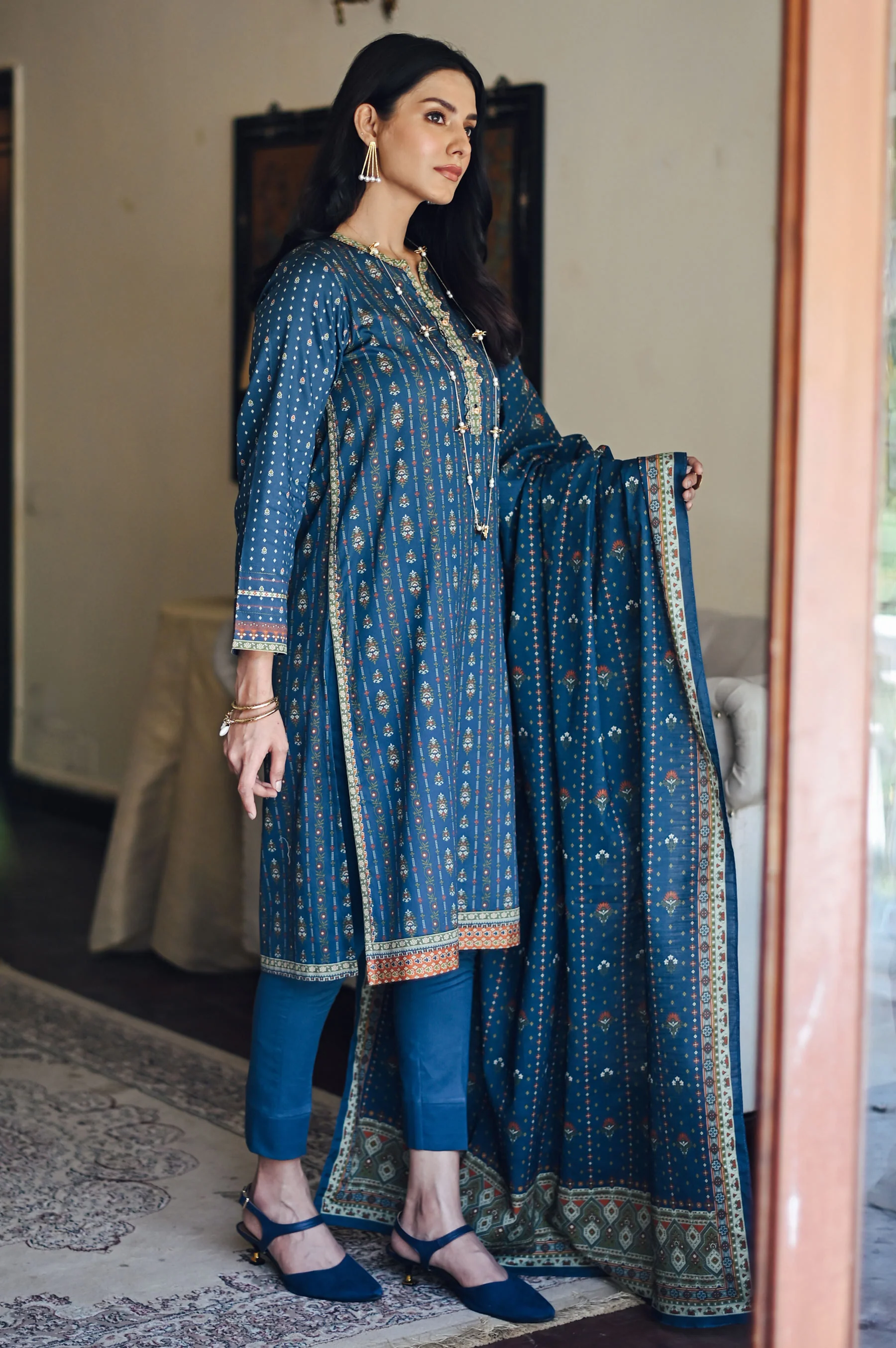 Unstitched 2 Piece Printed Cottel Suit