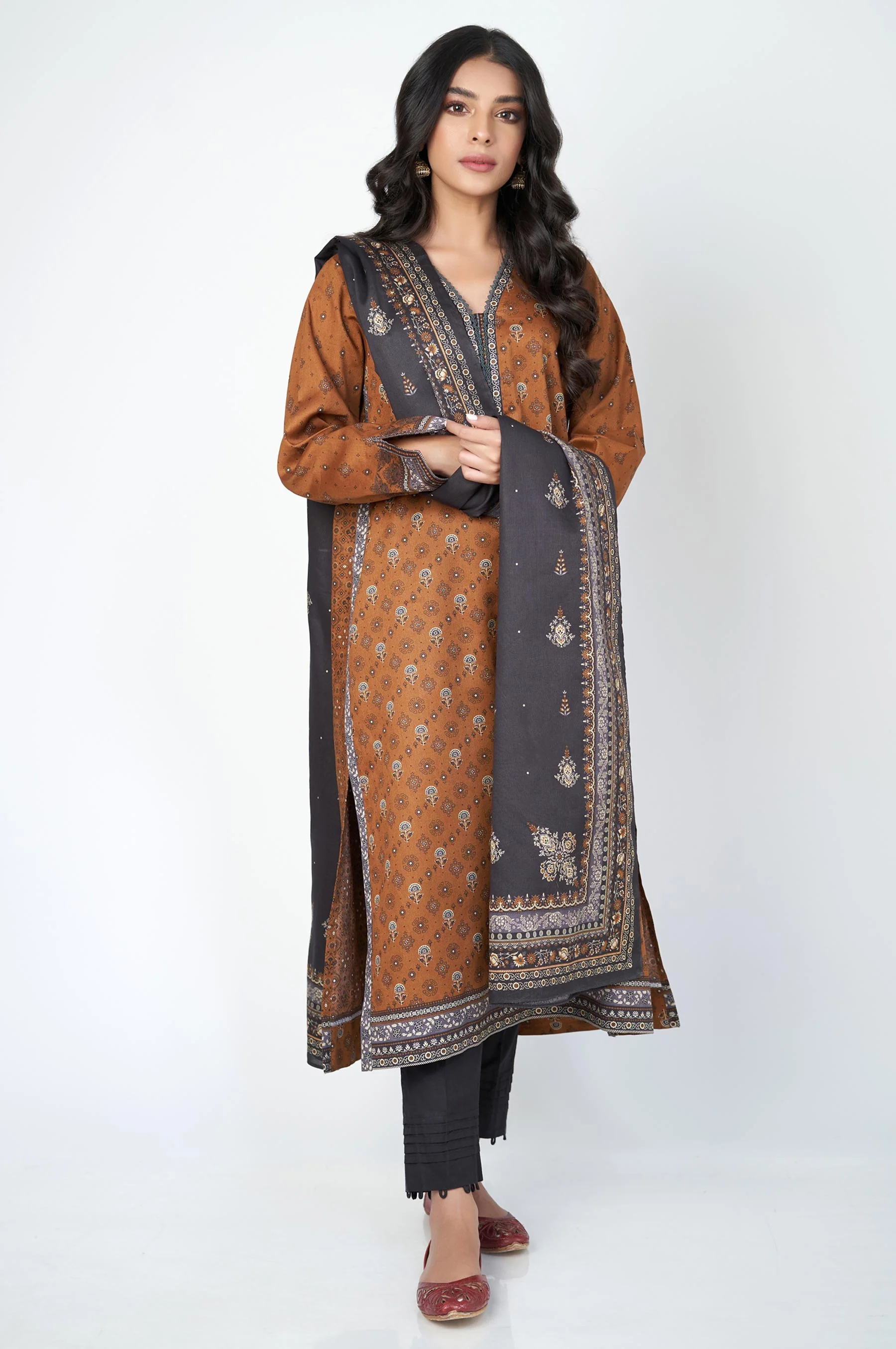 Unstitched 2 Piece Printed Cottel Suit - Image 2