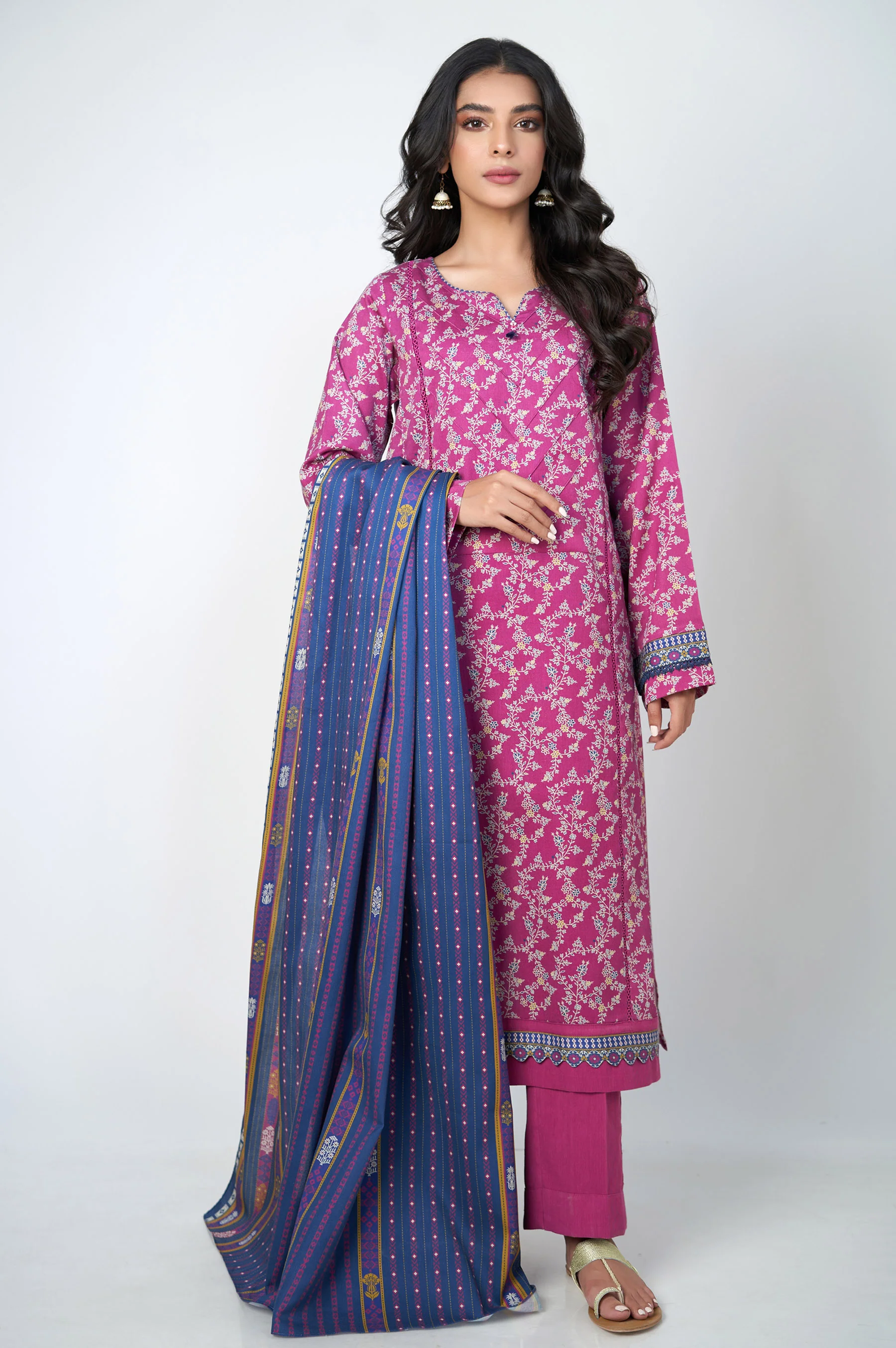 Unstitched 2 Piece Printed Cottel Suit