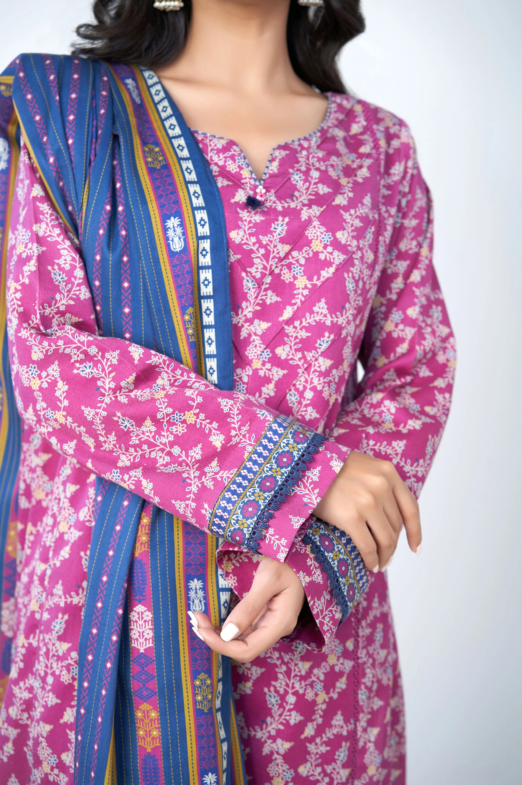 Unstitched 2 Piece Printed Cottel Suit - Image 6