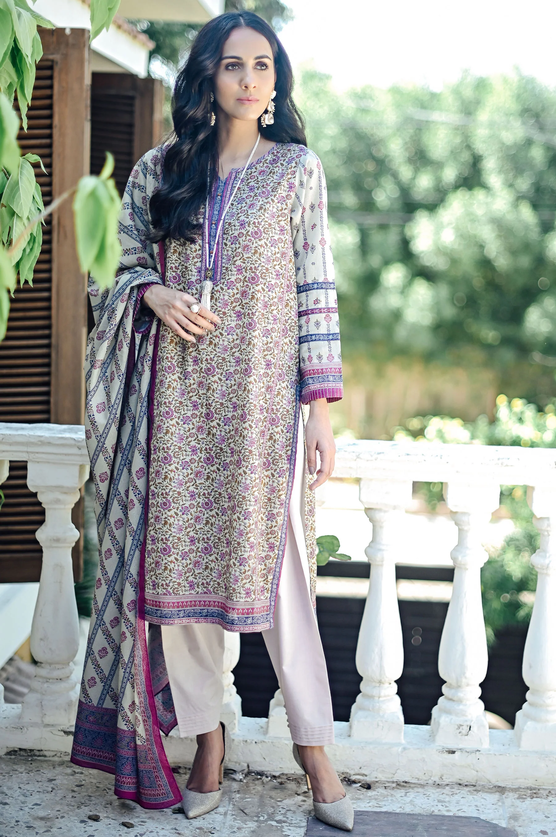 Unstitched 2 Piece Printed Karandi Suit