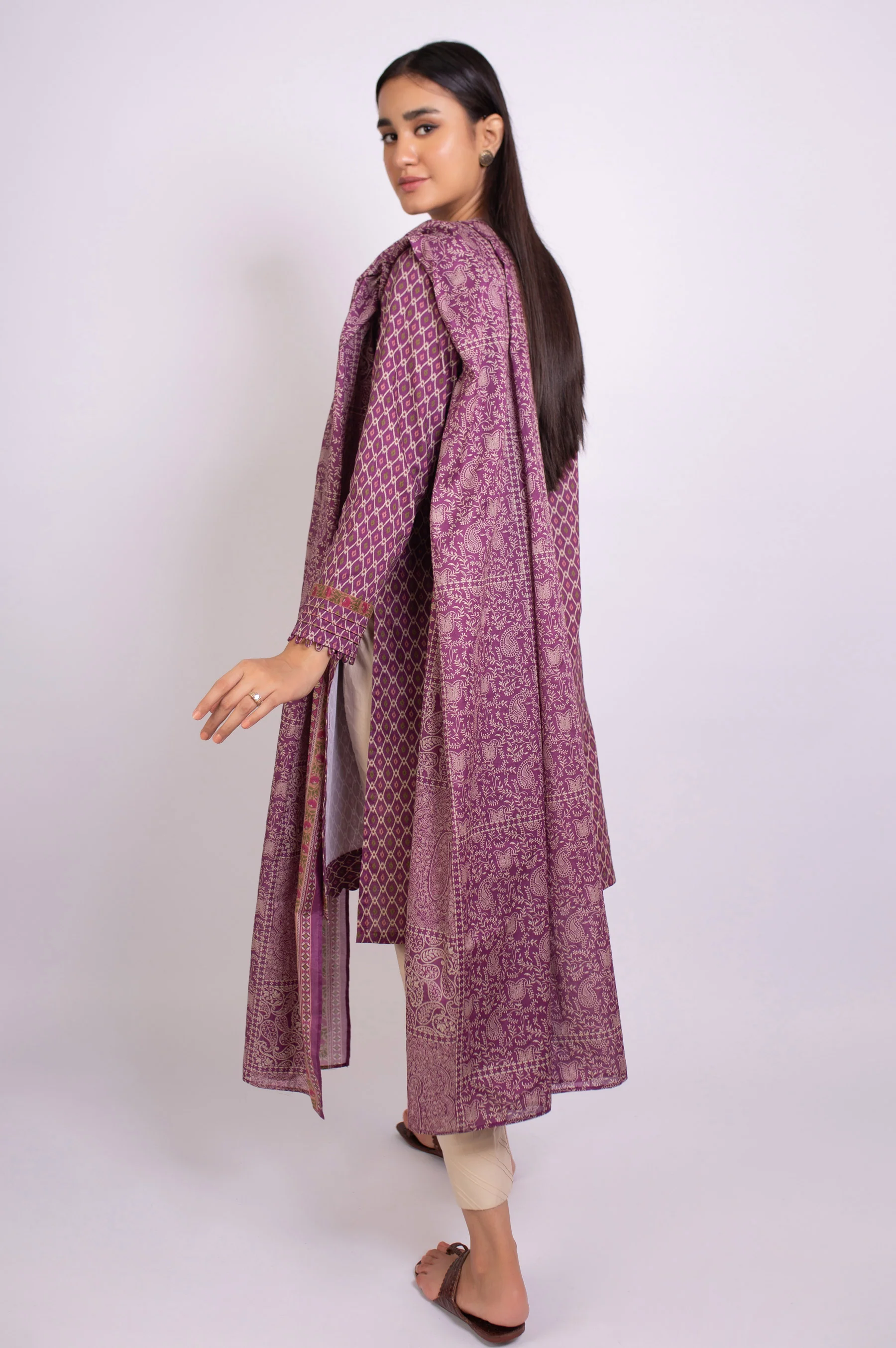 Unstitched 2 Piece Printed Khaddar Suit - Image 2