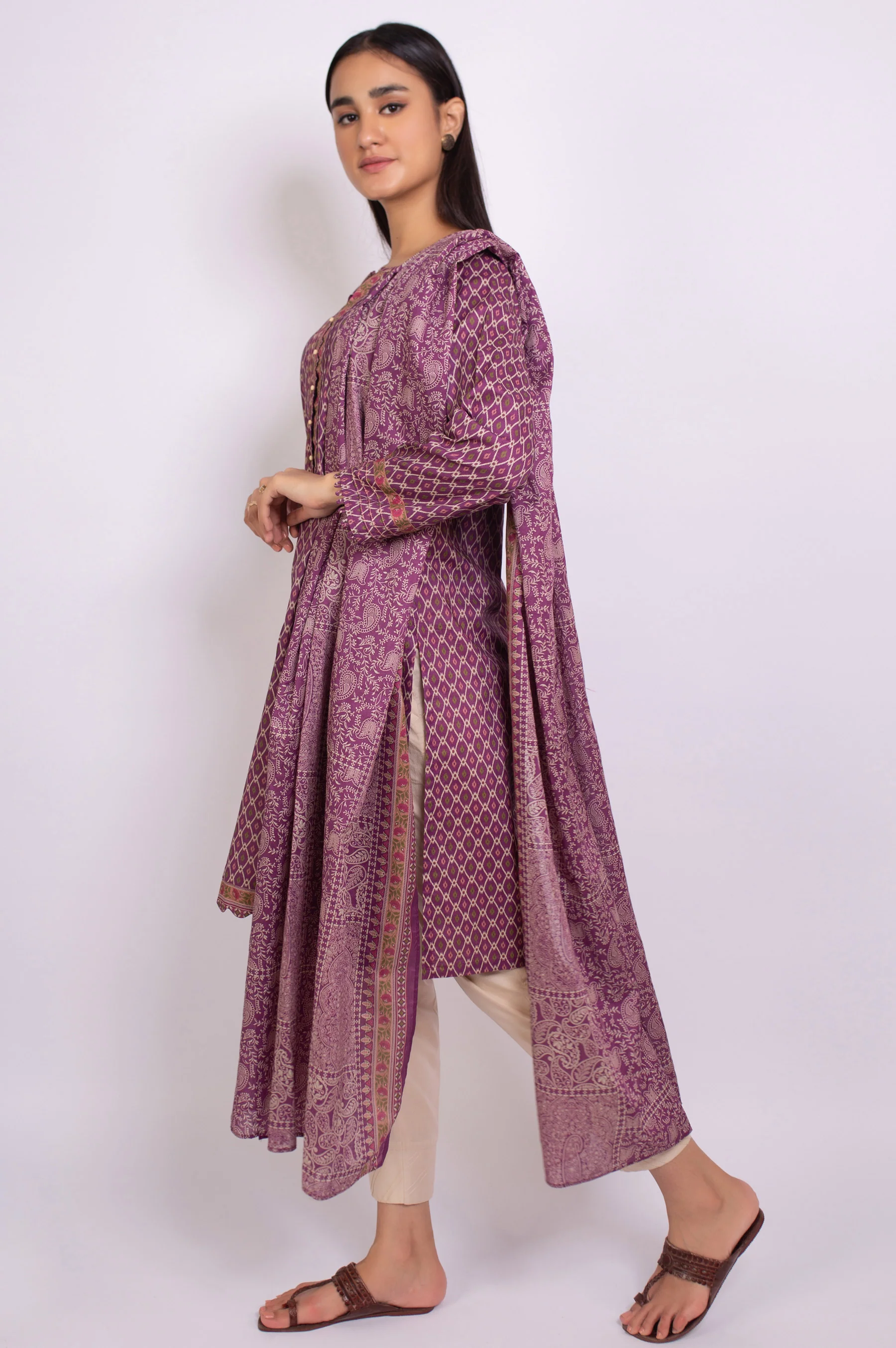 Unstitched 2 Piece Printed Khaddar Suit - Image 4