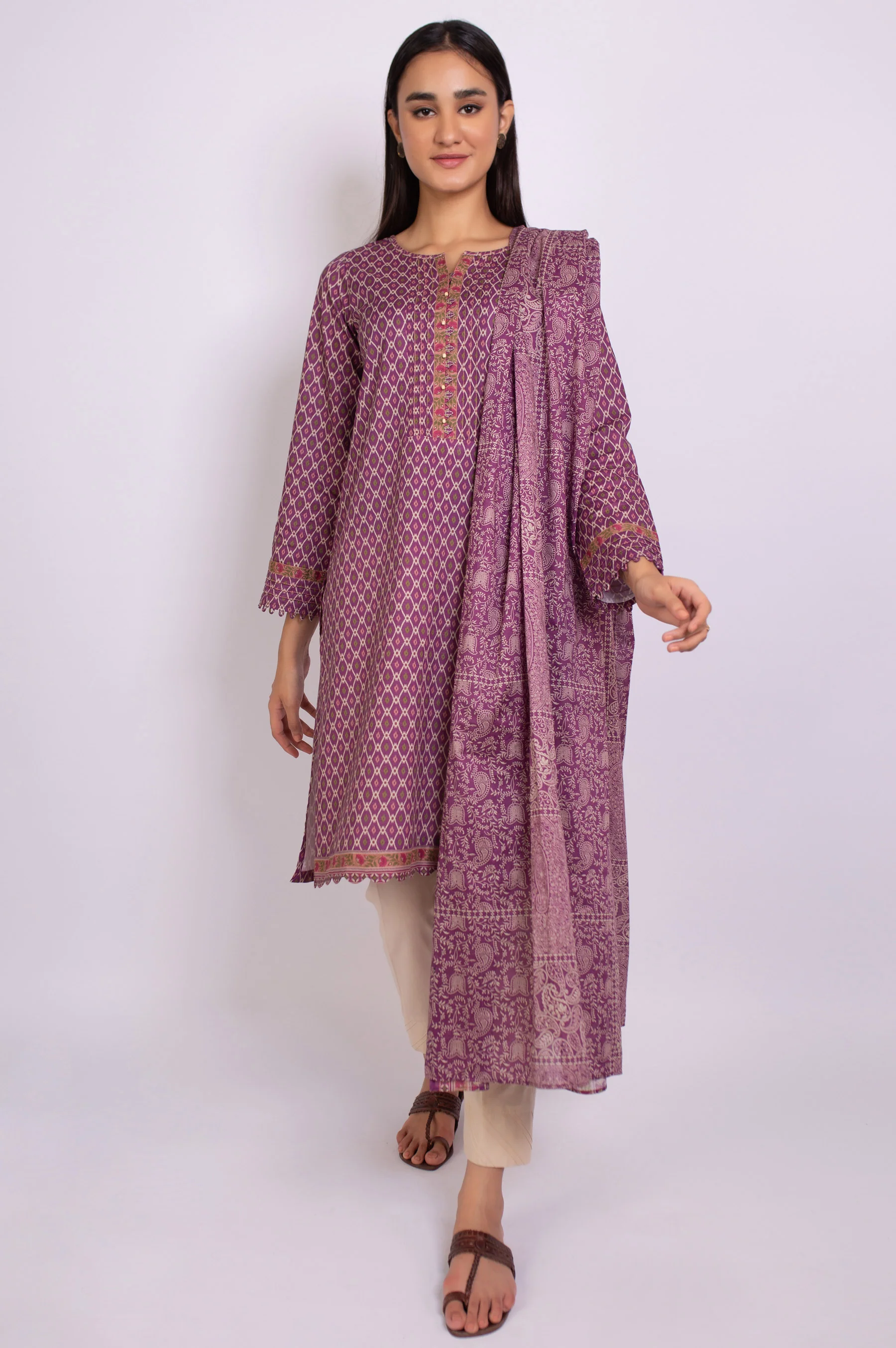 Unstitched 2 Piece Printed Khaddar Suit - Image 5