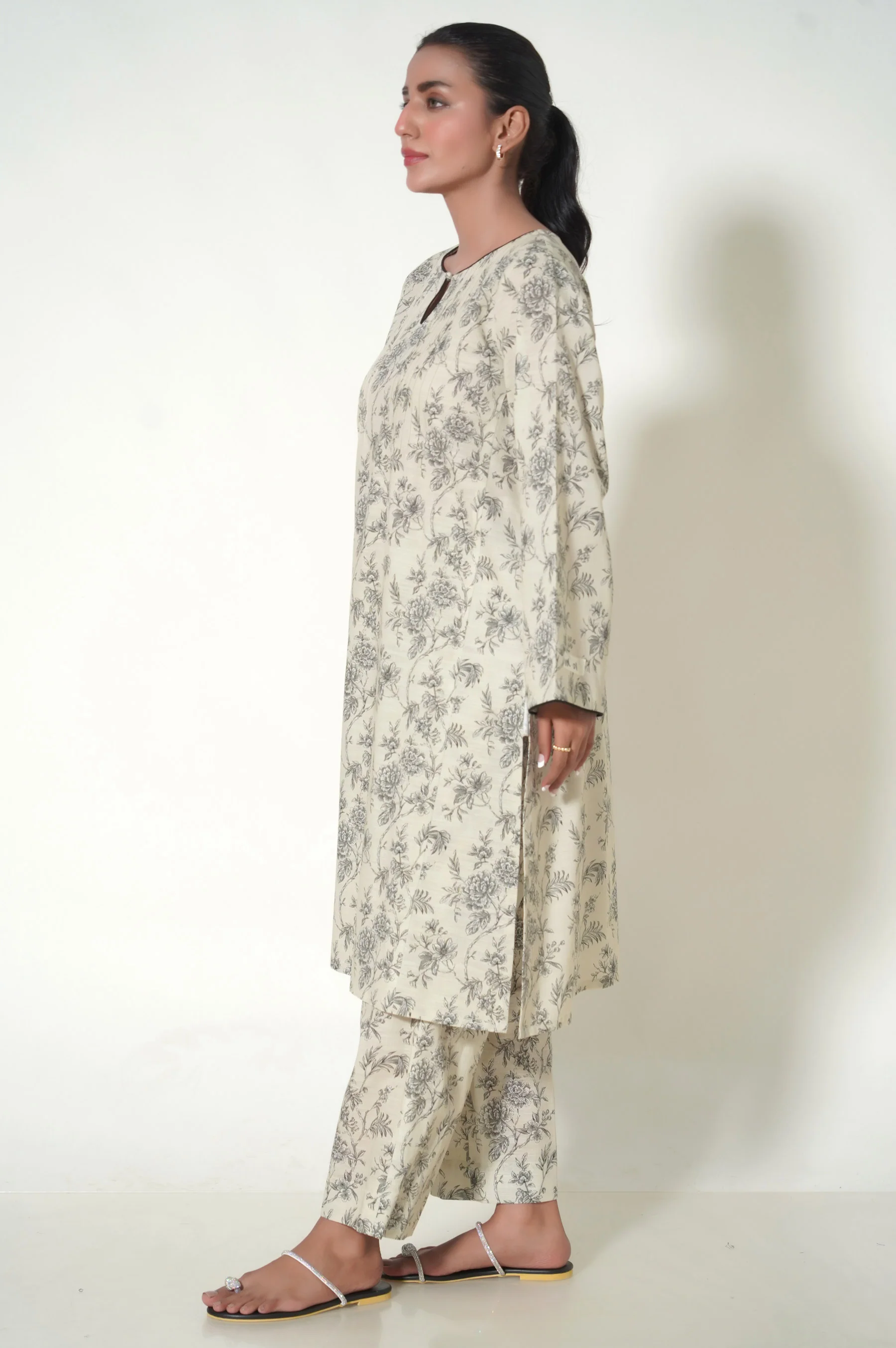 Unstitched 2 Piece Printed Khaddar Suit - Image 2