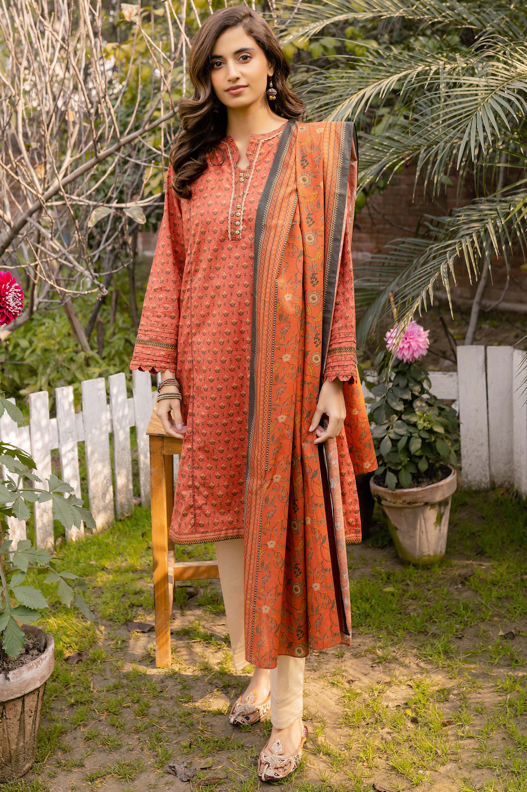 Unstitched 2 Piece Printed Lawn Suit with Printed Lawn Dupatta
