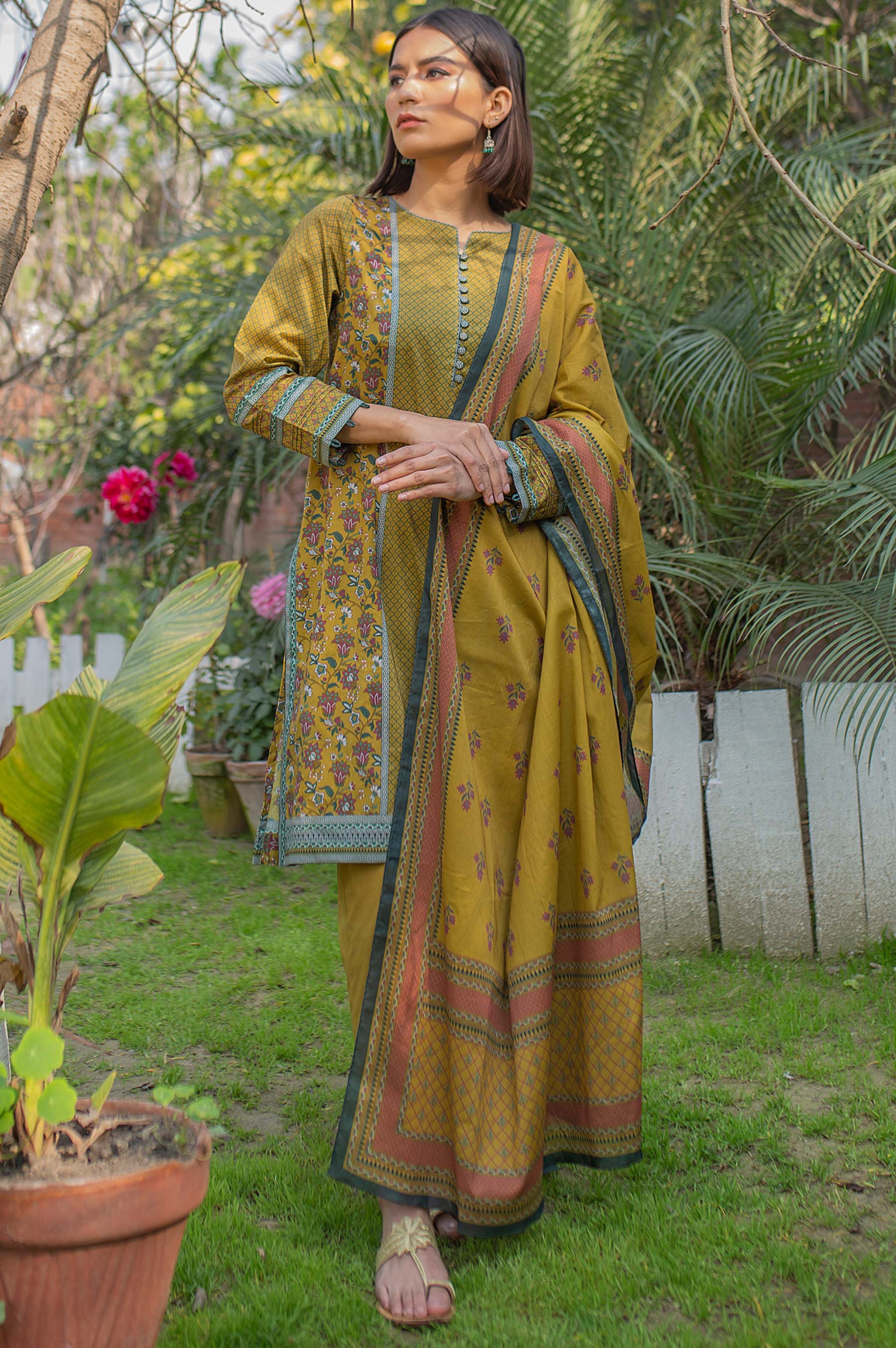 Unstitched 2 Piece Printed Lawn Suit with Printed Lawn Dupatta