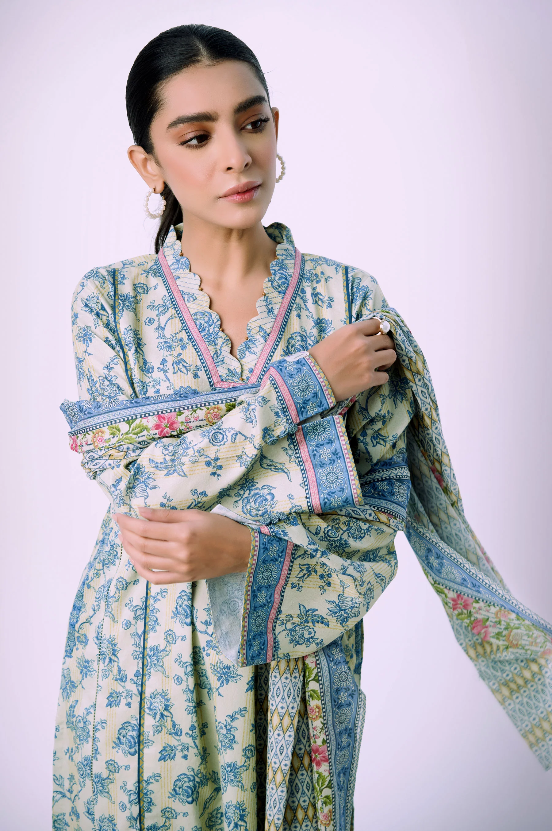 Unstitched 2 Piece Printed Lawn Suit - Image 3
