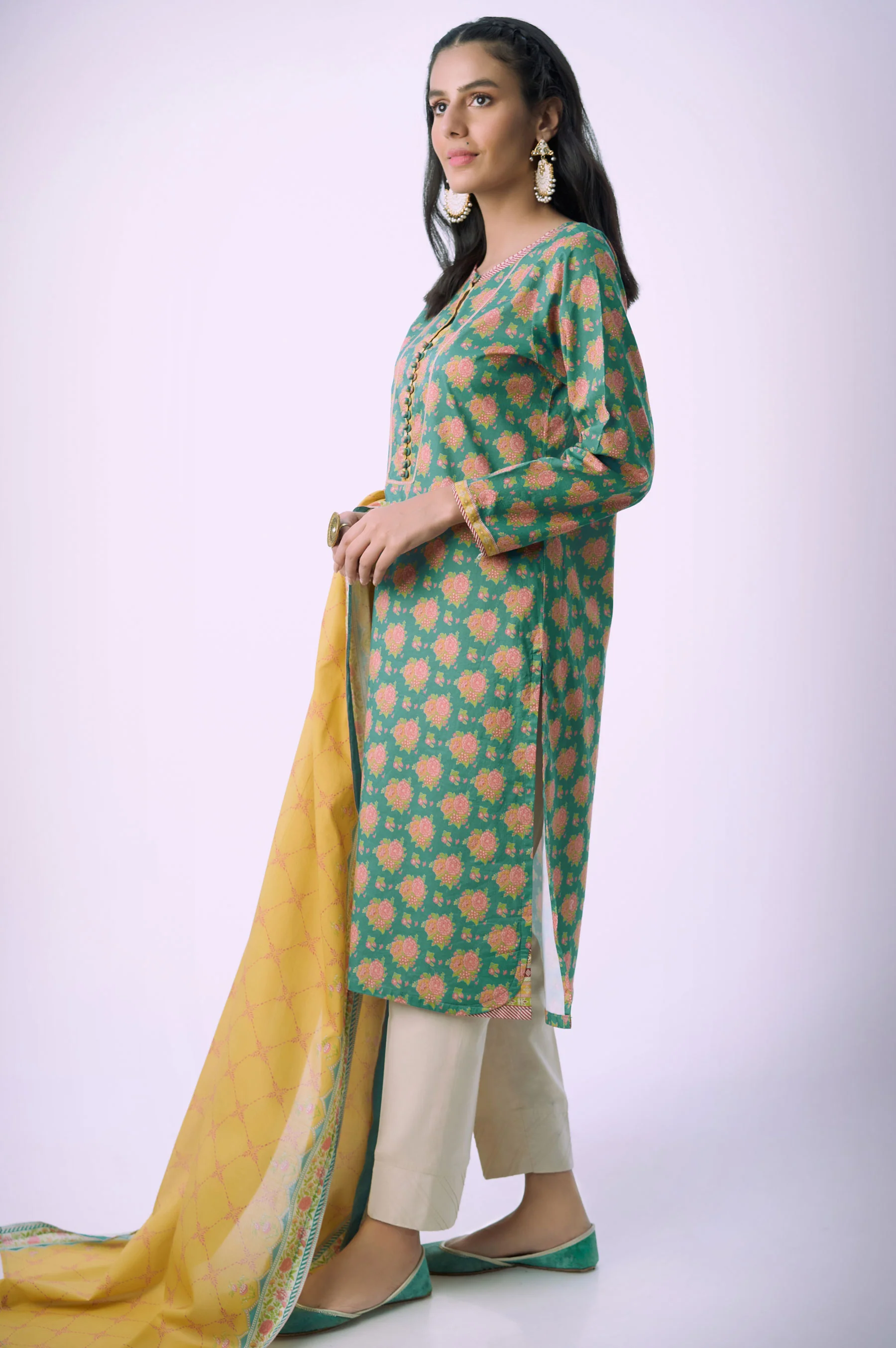 Unstitched 2 Piece Printed Lawn Suit - Image 2