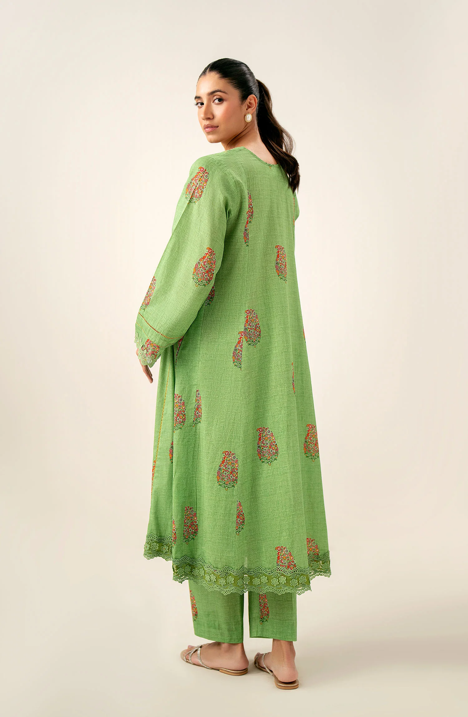 Unstitched 2 Piece Printed Embroidered Lawn Suit - Image 5