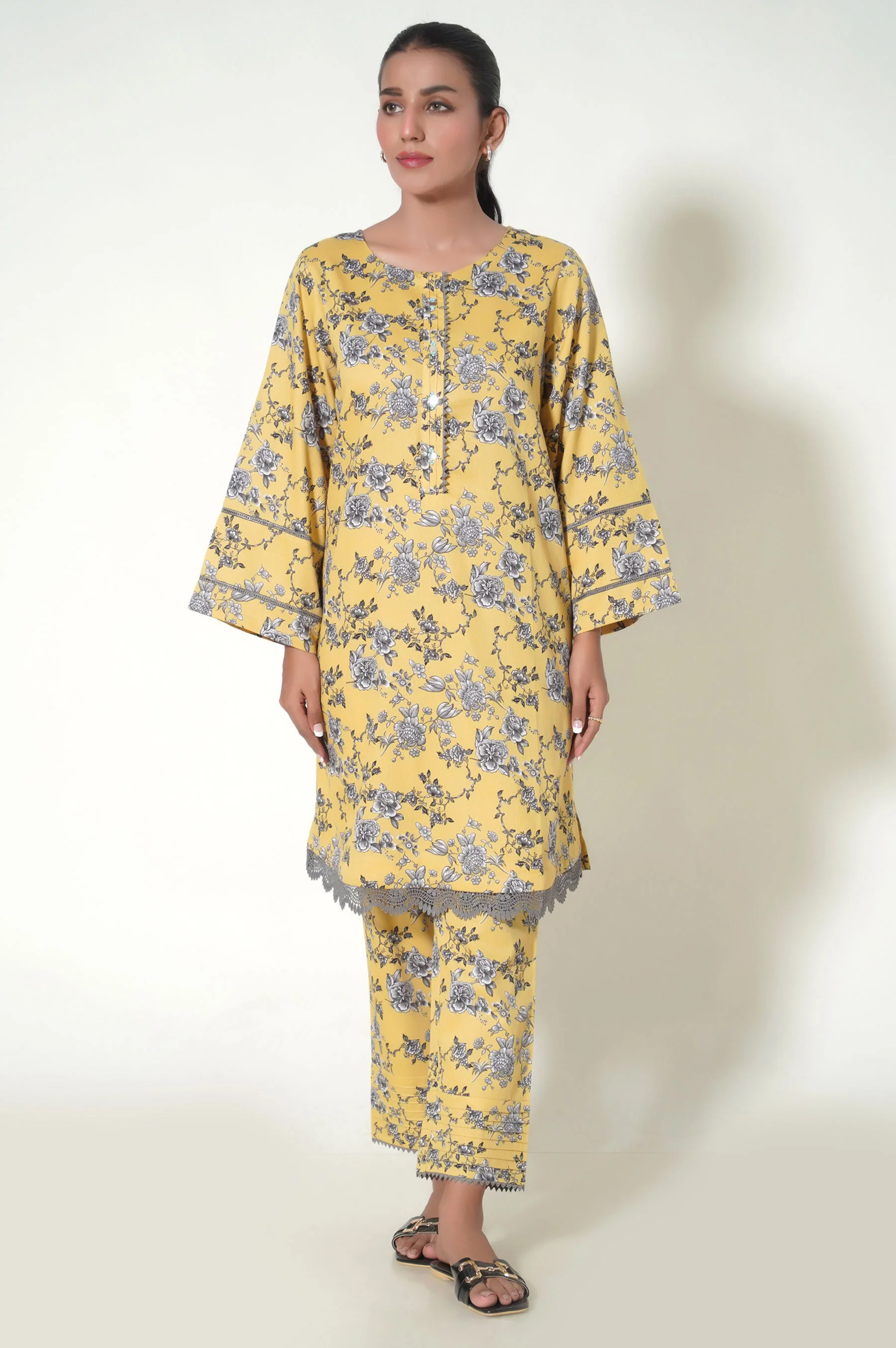 Unstitched 2 Piece Printed Cottel Suit - Image 2