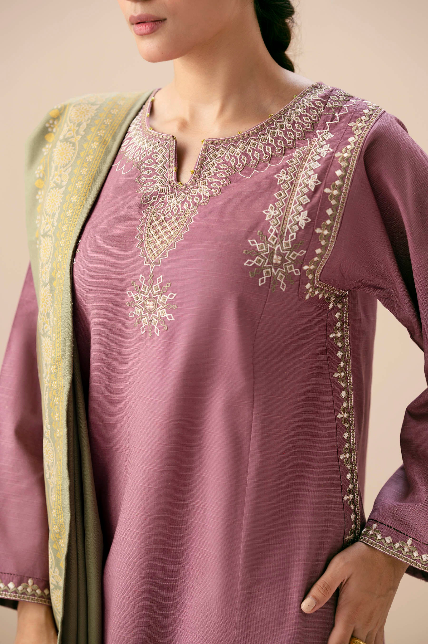 UNSTITCHED EMBROIDERED SHIRT BOTTOM SUIT - Image 6