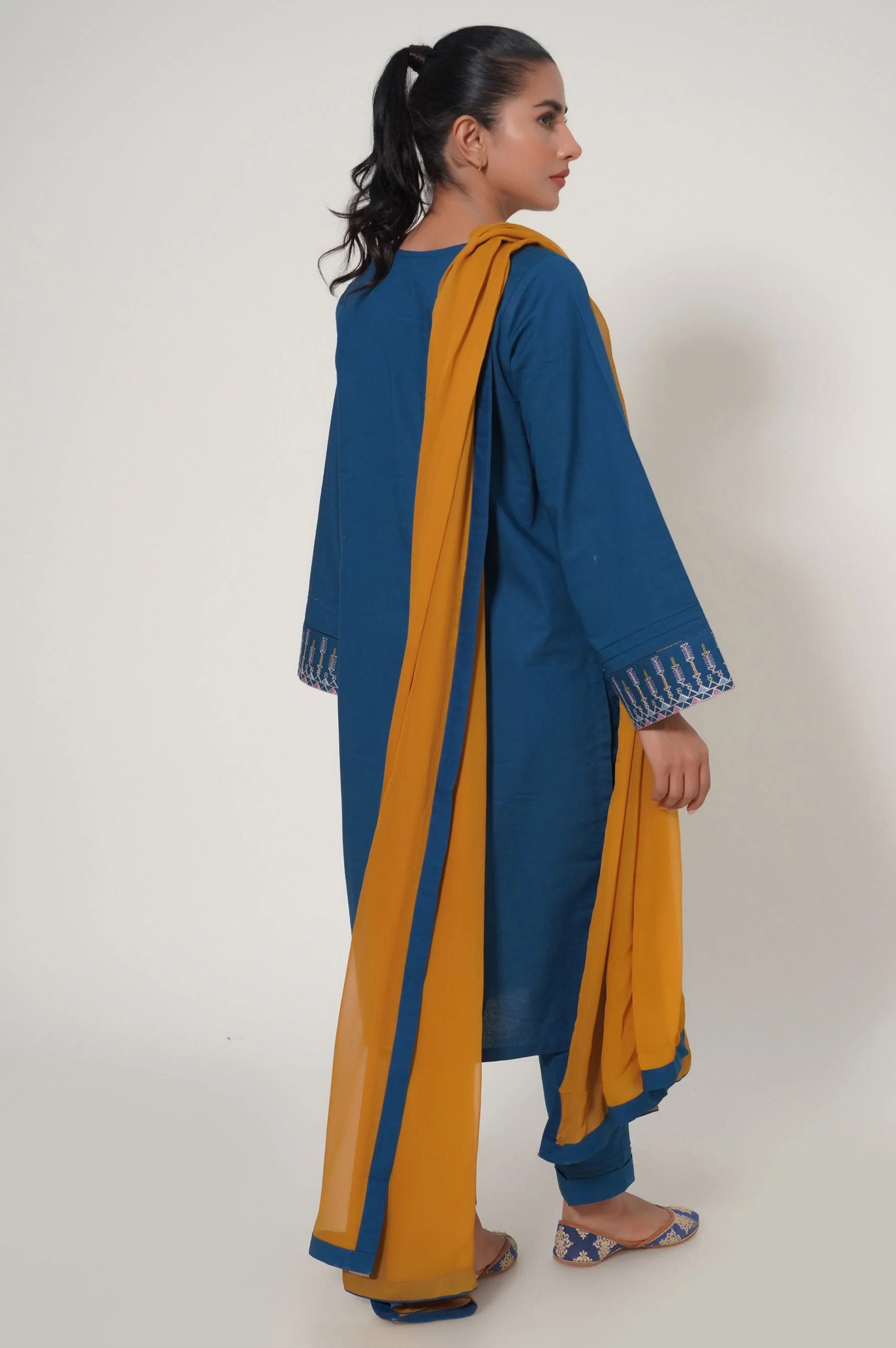 Unstitched 3 Piece Embroidered Cambric Suit - Image 3
