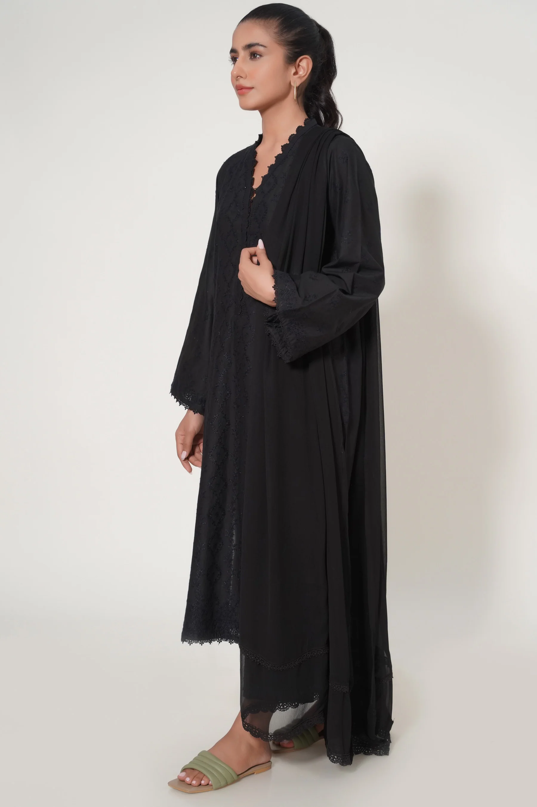 Unstitched 3 Piece Chikankari Suit - Image 3