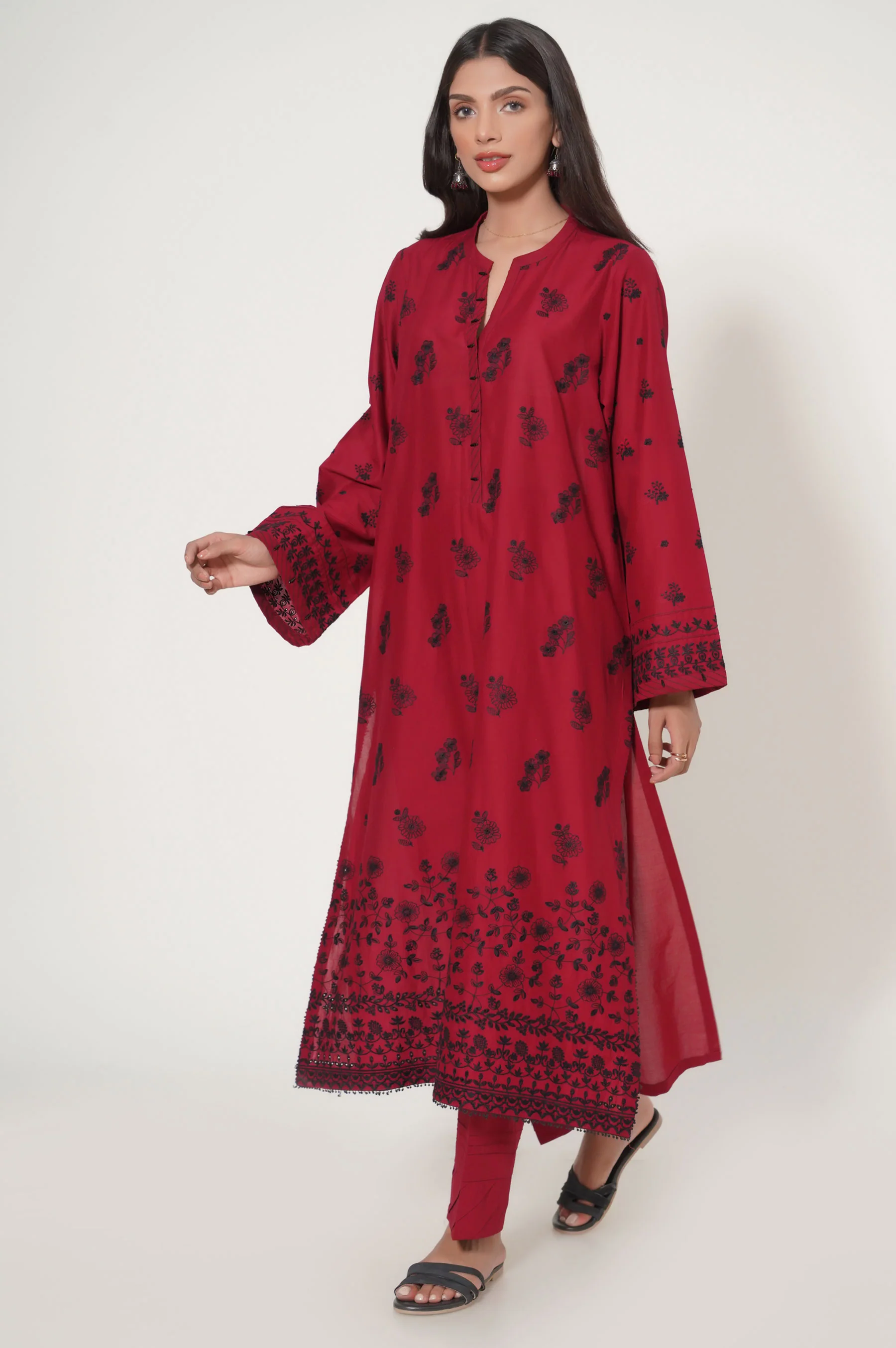 Unstitched 3 Piece Chikankari Suit - Image 3