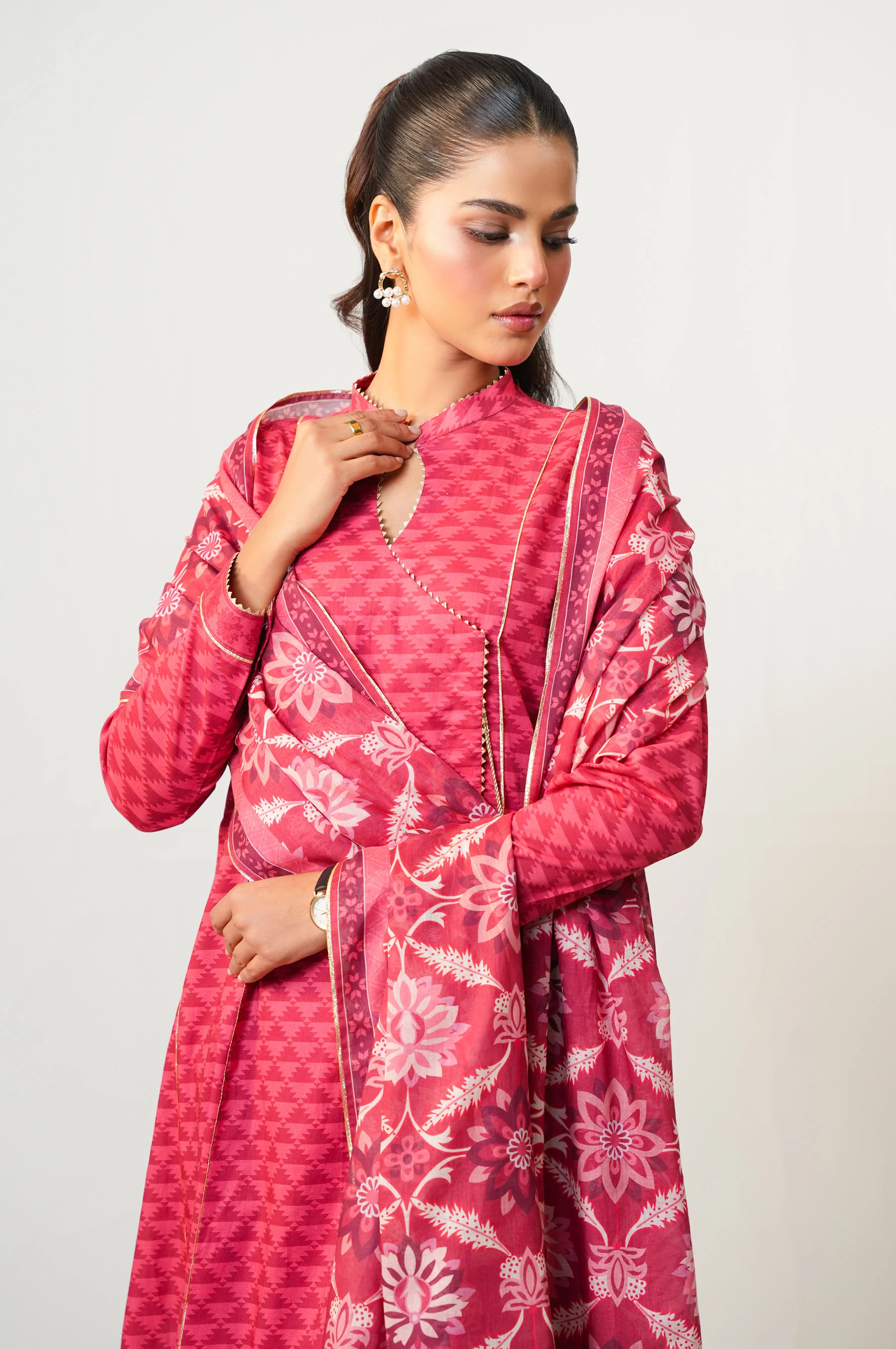 Unstitched 3 Piece Digital Printed Lawn Suit - Image 2