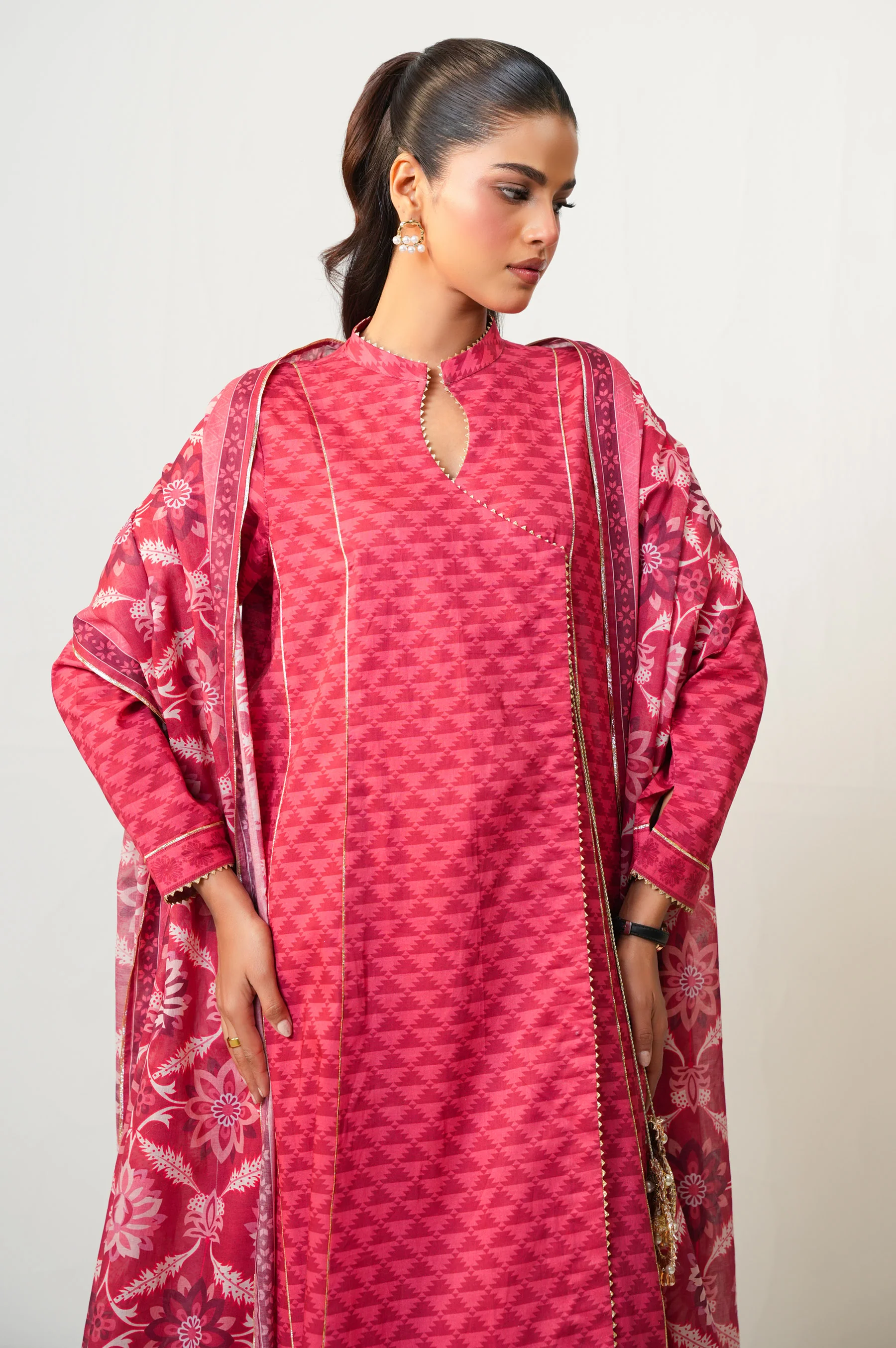 Unstitched 3 Piece Digital Printed Lawn Suit - Image 5
