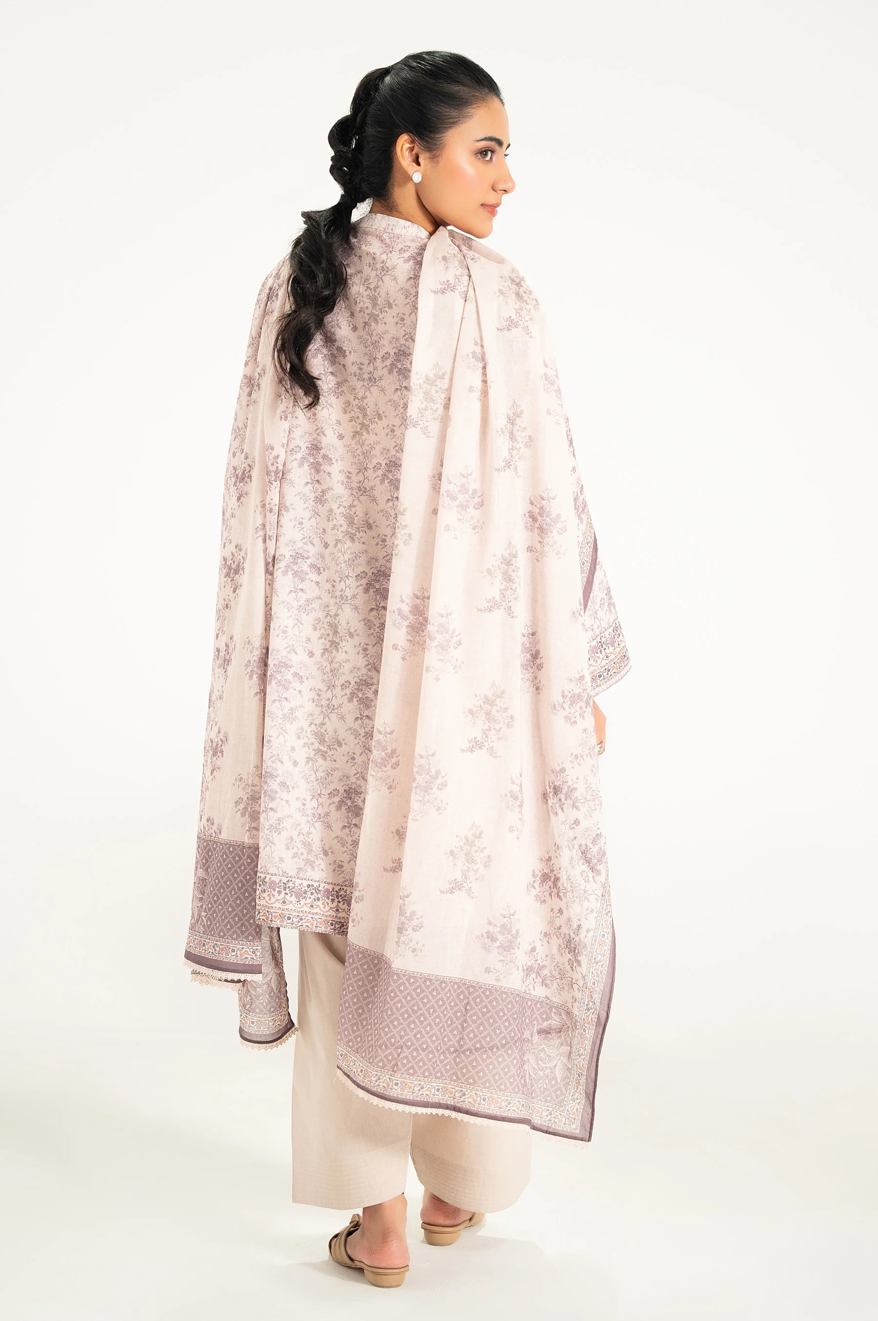 Unstitched 3 Piece Digital Printed Lawn Suit - Image 3