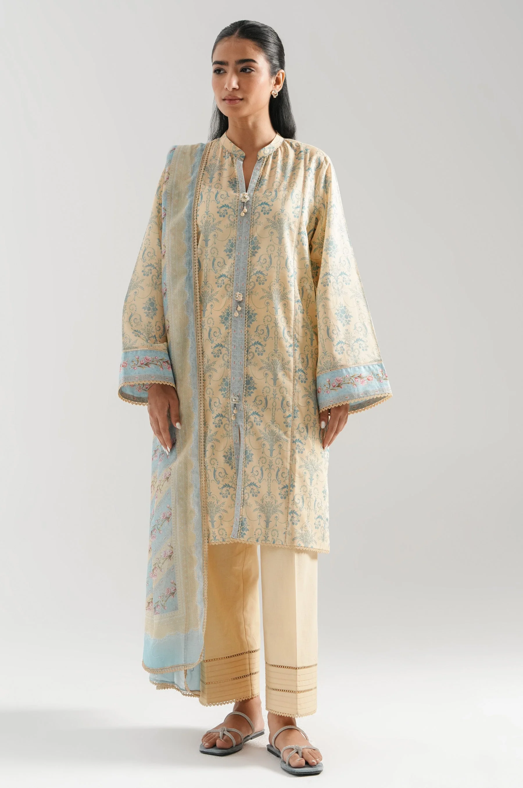 UNSTITCHED LAWN PRINTED 3 PIECE SUIT - Image 7