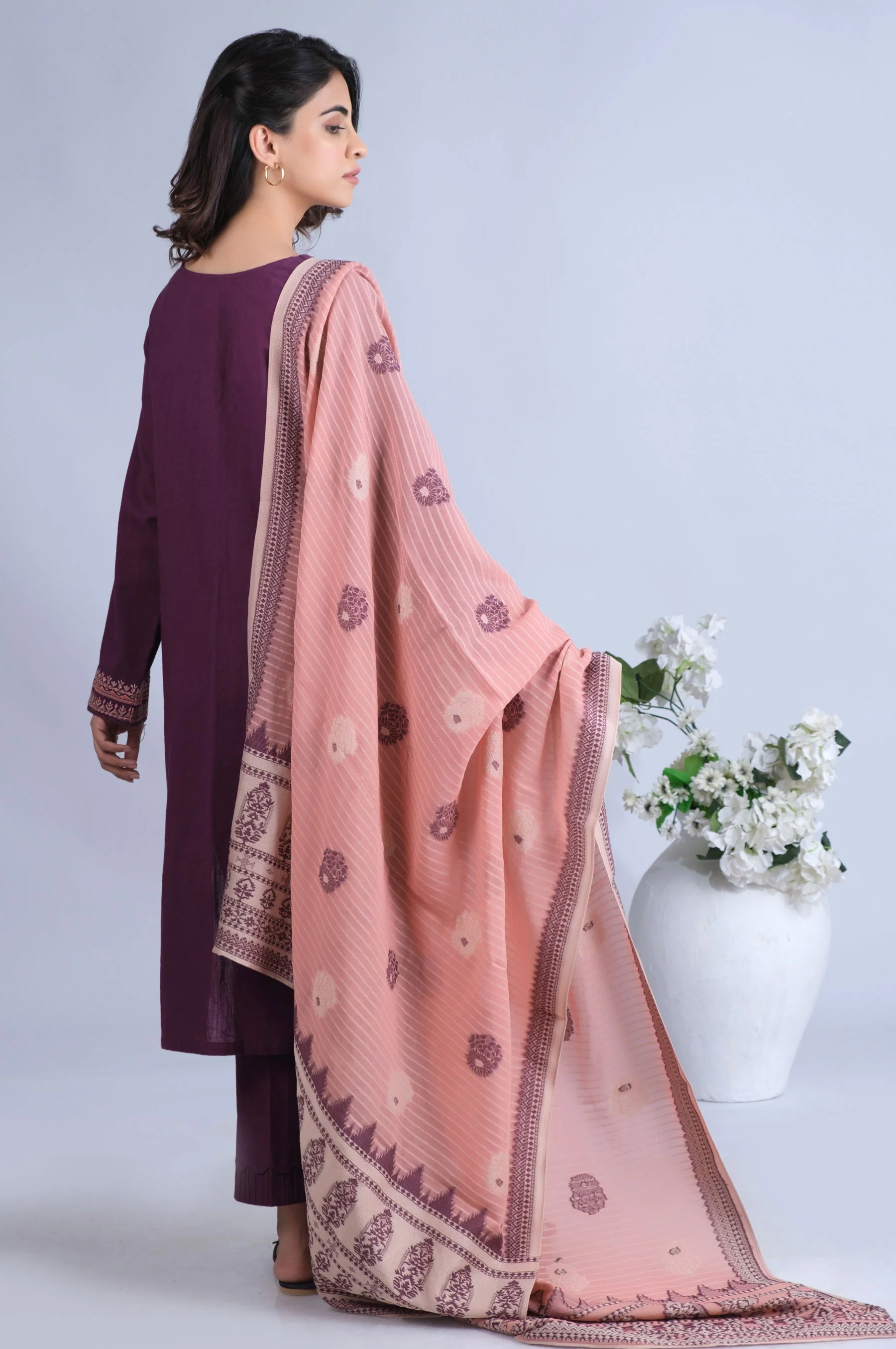 Unstitched 3 Piece Dyed Dobby Suit - Image 4