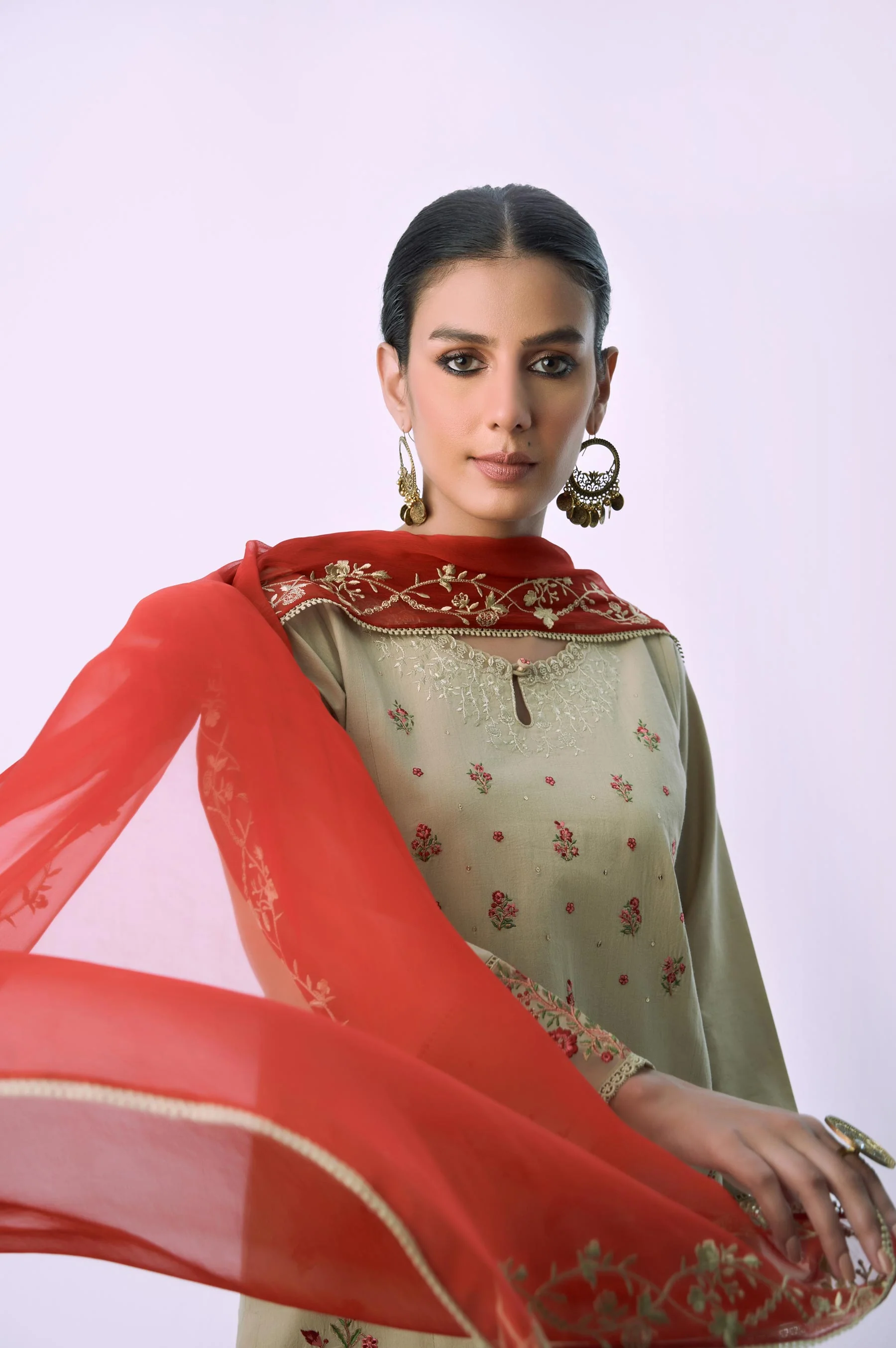 Unstitched 3 Piece Embroidered Cambric Suit - Image 2