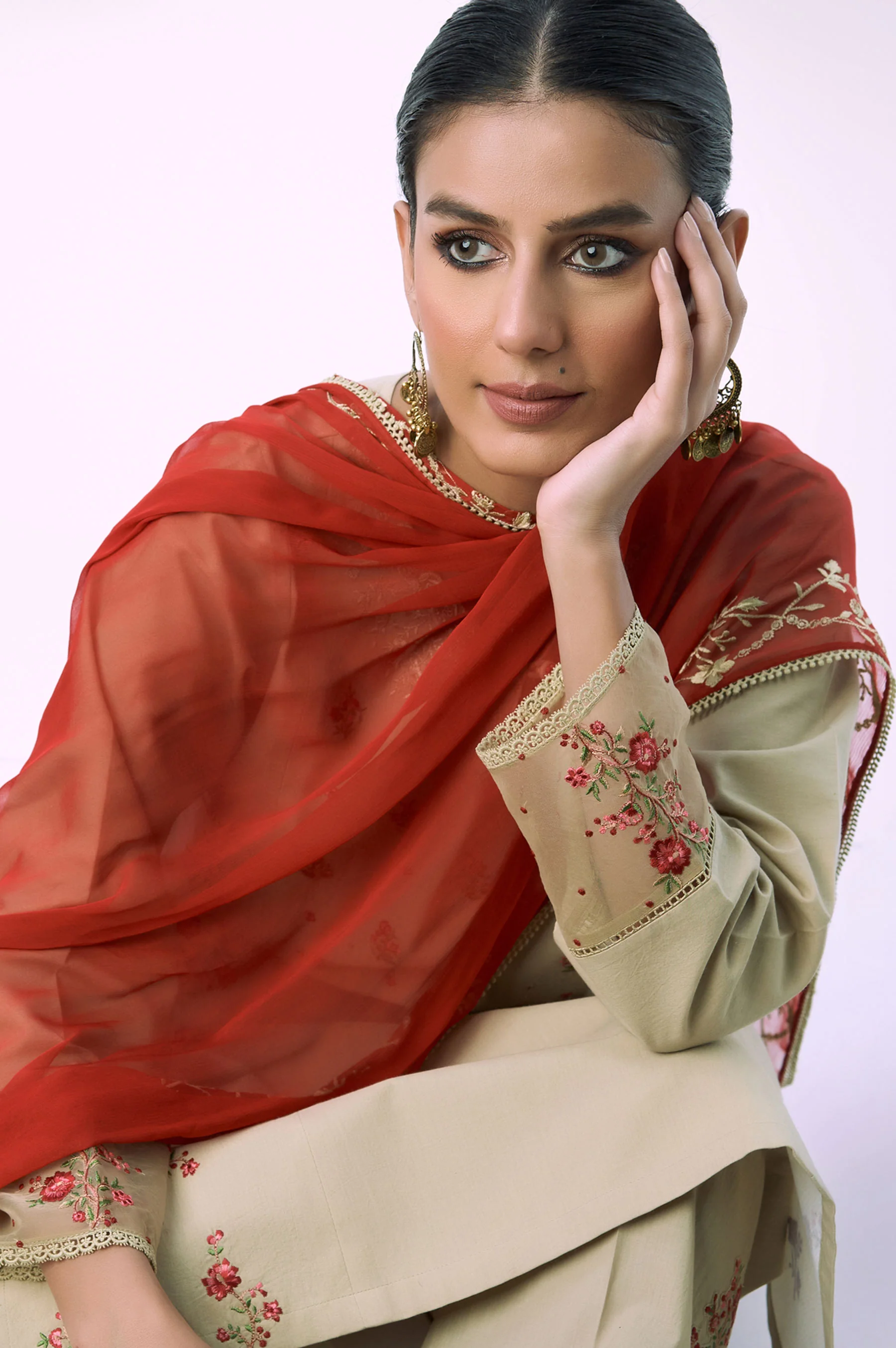 Unstitched 3 Piece Embroidered Cambric Suit - Image 3