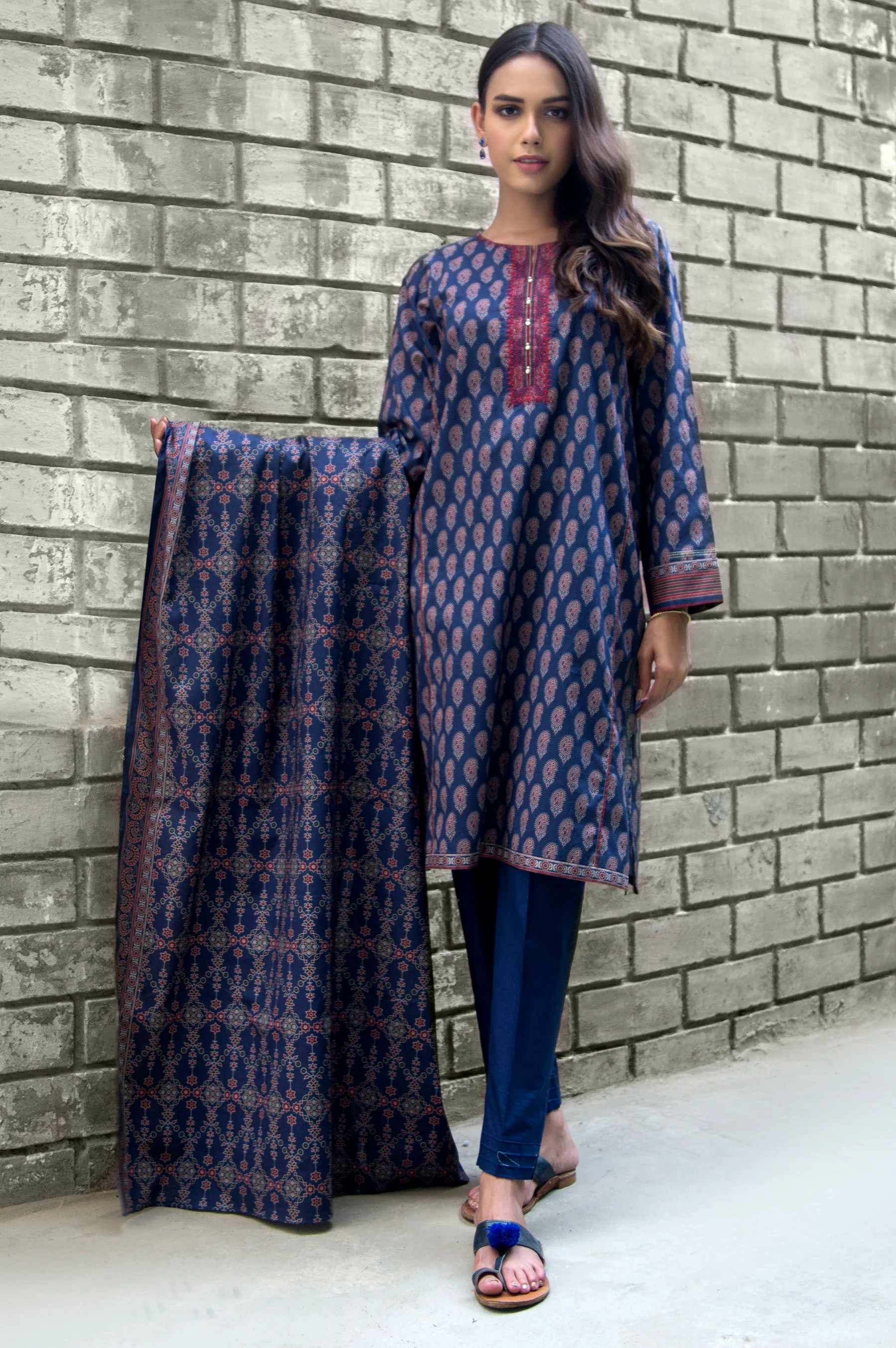 Unstitched 3 Piece Embroidered Cambric Suit