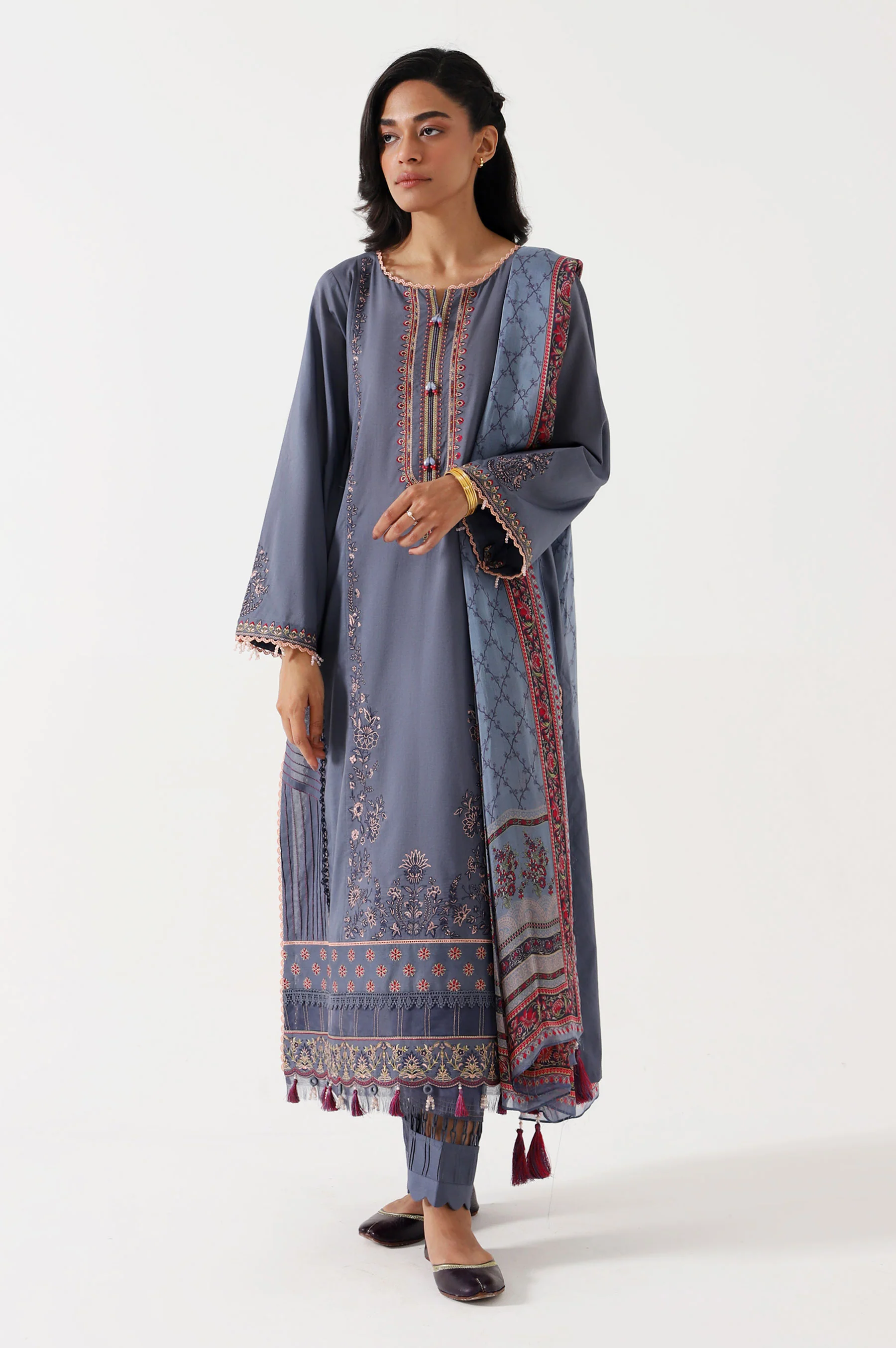 Unstitched 3 Piece Embroidered Cambric Suit