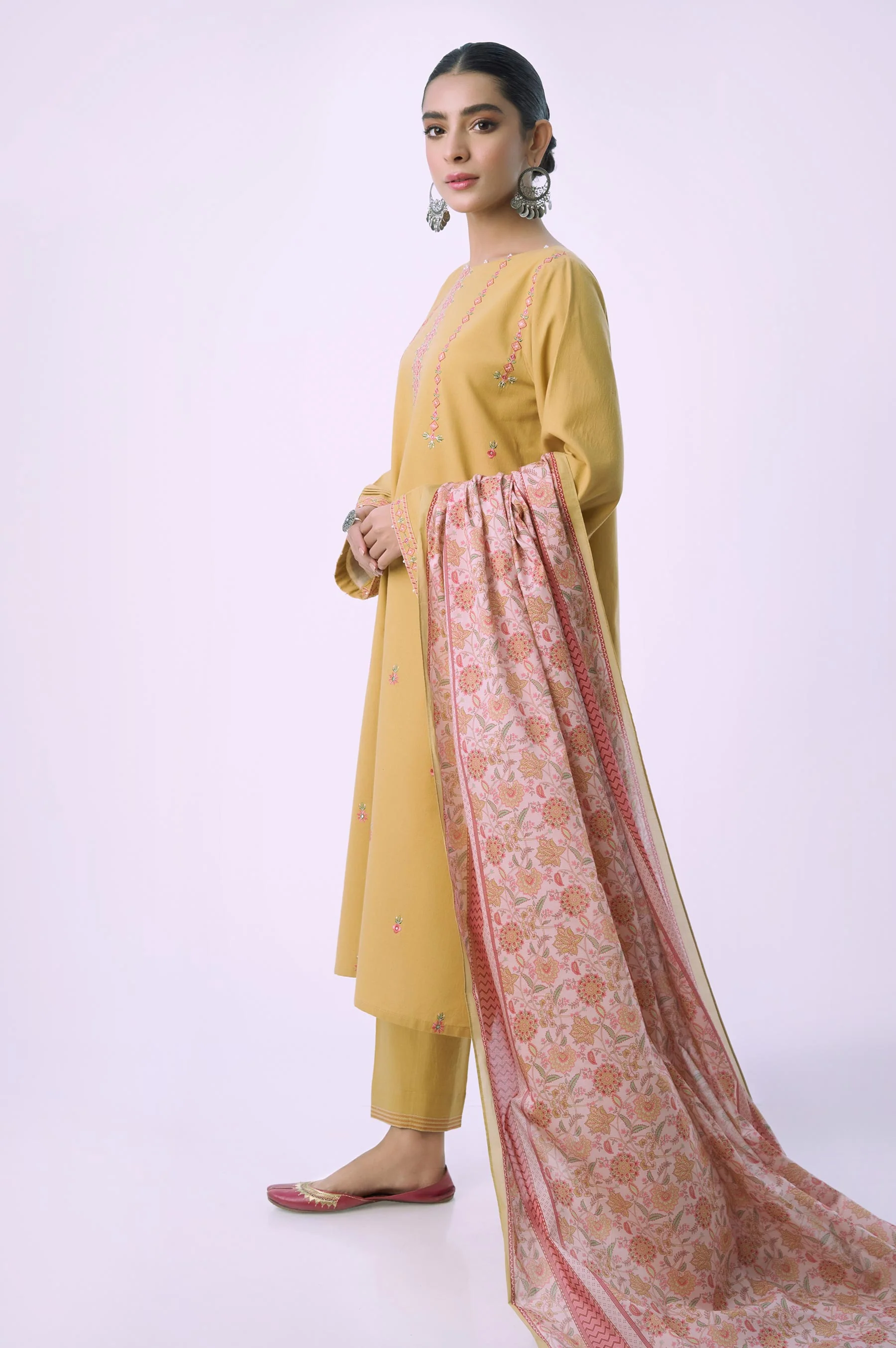 Unstitched 3 Piece Embroidered Cambric Shirt with Lawn Dupatta - Image 3