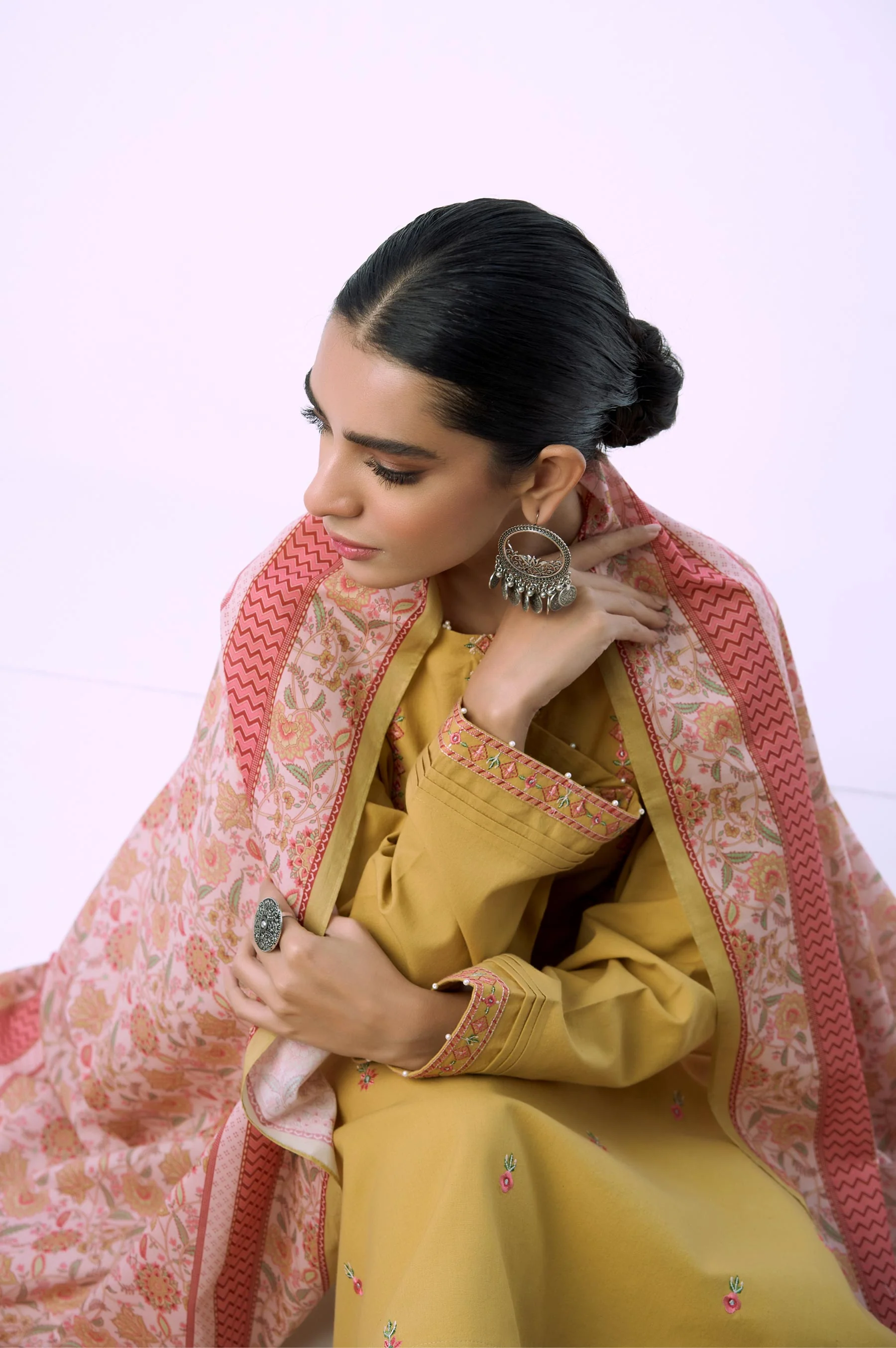 Unstitched 3 Piece Embroidered Cambric Shirt with Lawn Dupatta - Image 5
