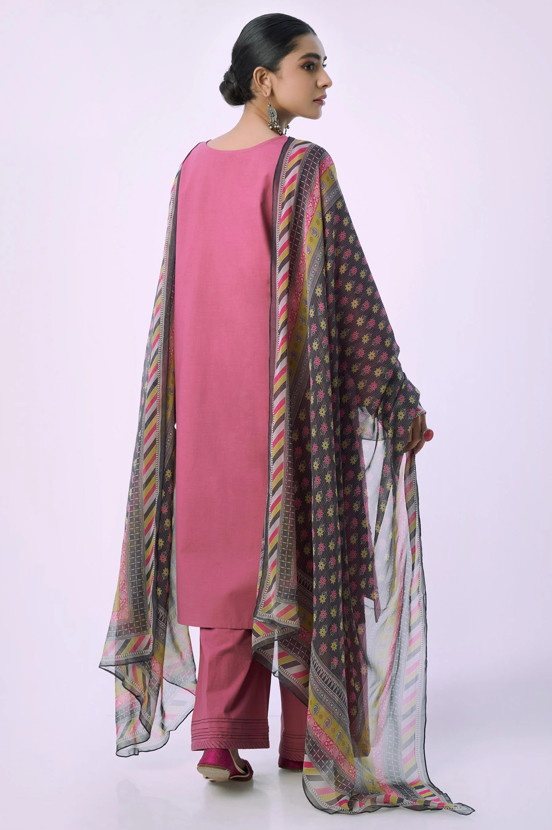 Unstitched 3 Piece Embroidered Cambric Shirt with Chiffon Dupatta - Image 3